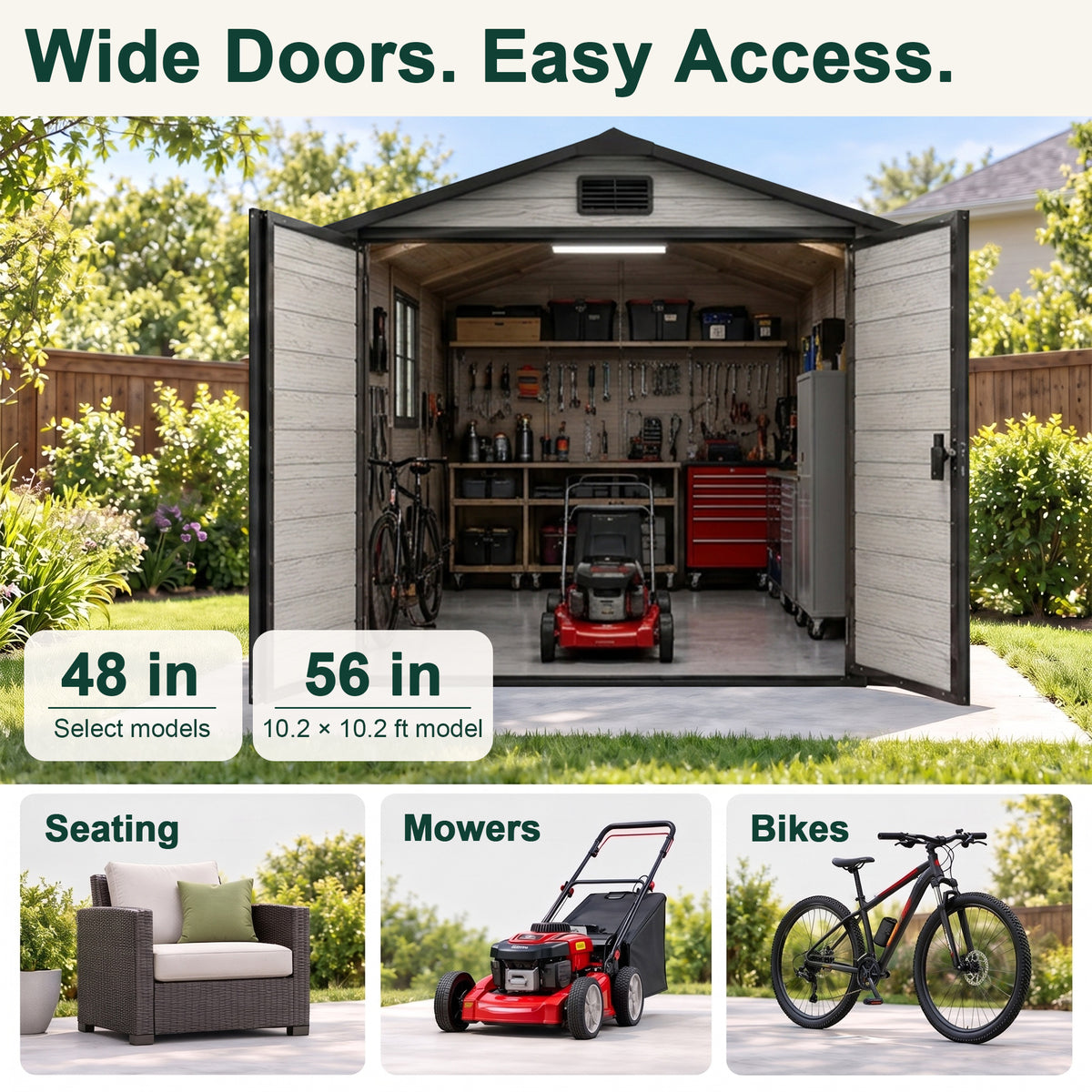 Sunvanta 6×8 ft Outdoor Resin Storage Shed with Floor Garden Storage House for Tools, Bikes, Lawn Equipment, Weather-Resistant Shed