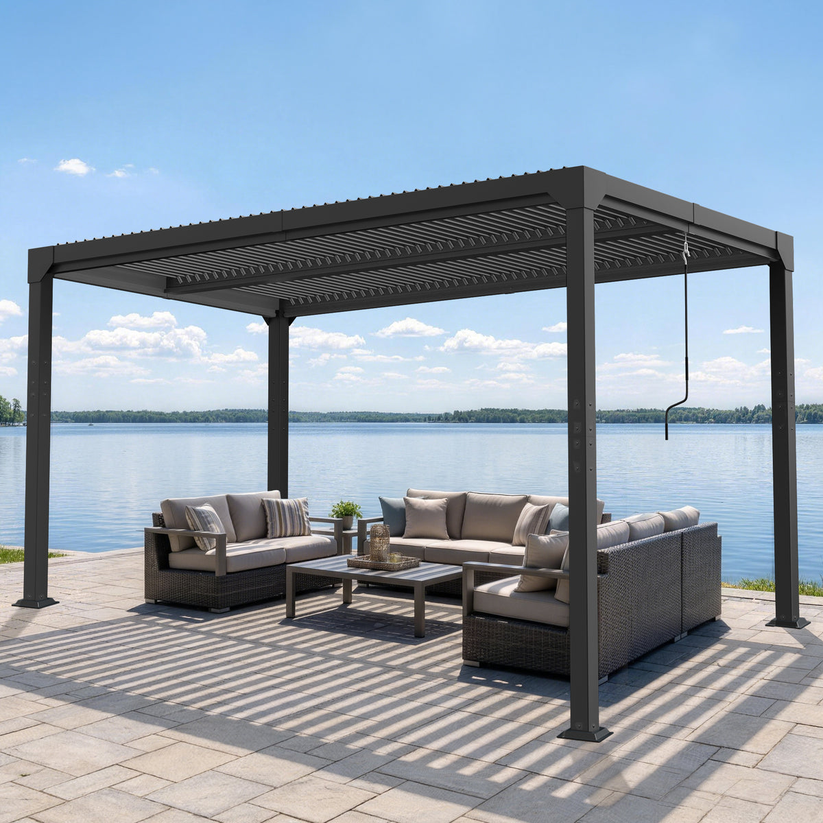 Sunvanta Atlantic Metal Louvered Pergola – Adjustable Louvers for Patio & Outdoor Space
