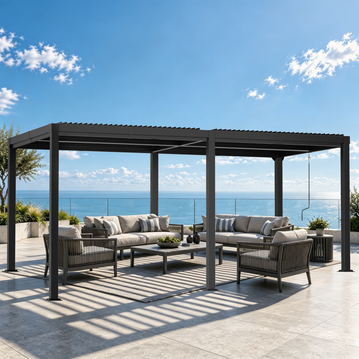 Sunvanta Atlantic 10 × 20 ft Metal Louvered Pergola – Adjustable Louvers Outdoor Pergola for Patio