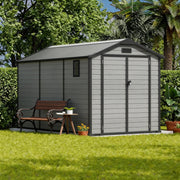 Sunvanta 6×8 ft Outdoor Resin Storage Shed with Floor Garden Storage House for Tools, Bikes, Lawn Equipment, Weather-Resistant Shed