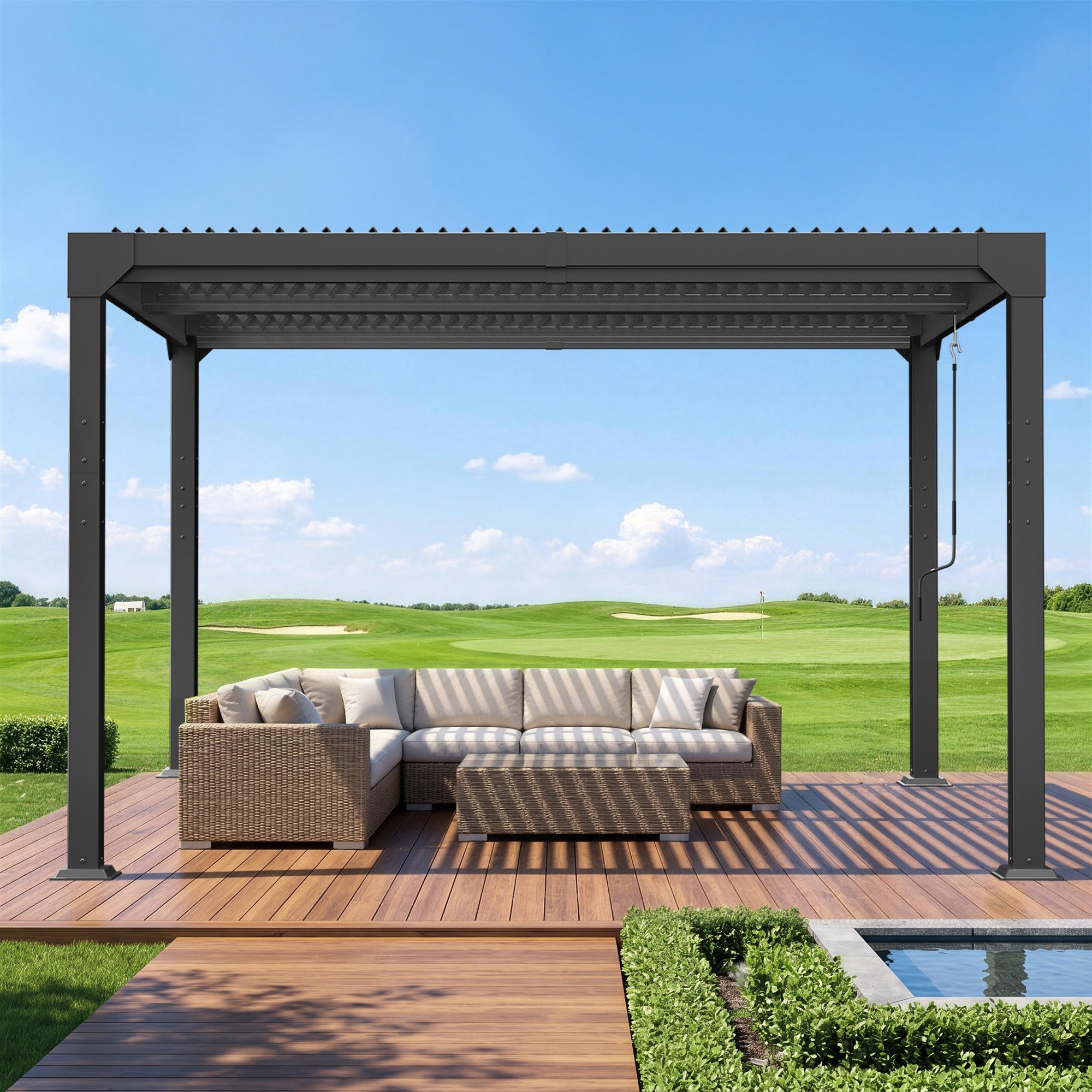 Sunvanta Atlantic 10 × 13 ft Metal Louvered Pergola – Adjustable Louvers for Patio & Backyard