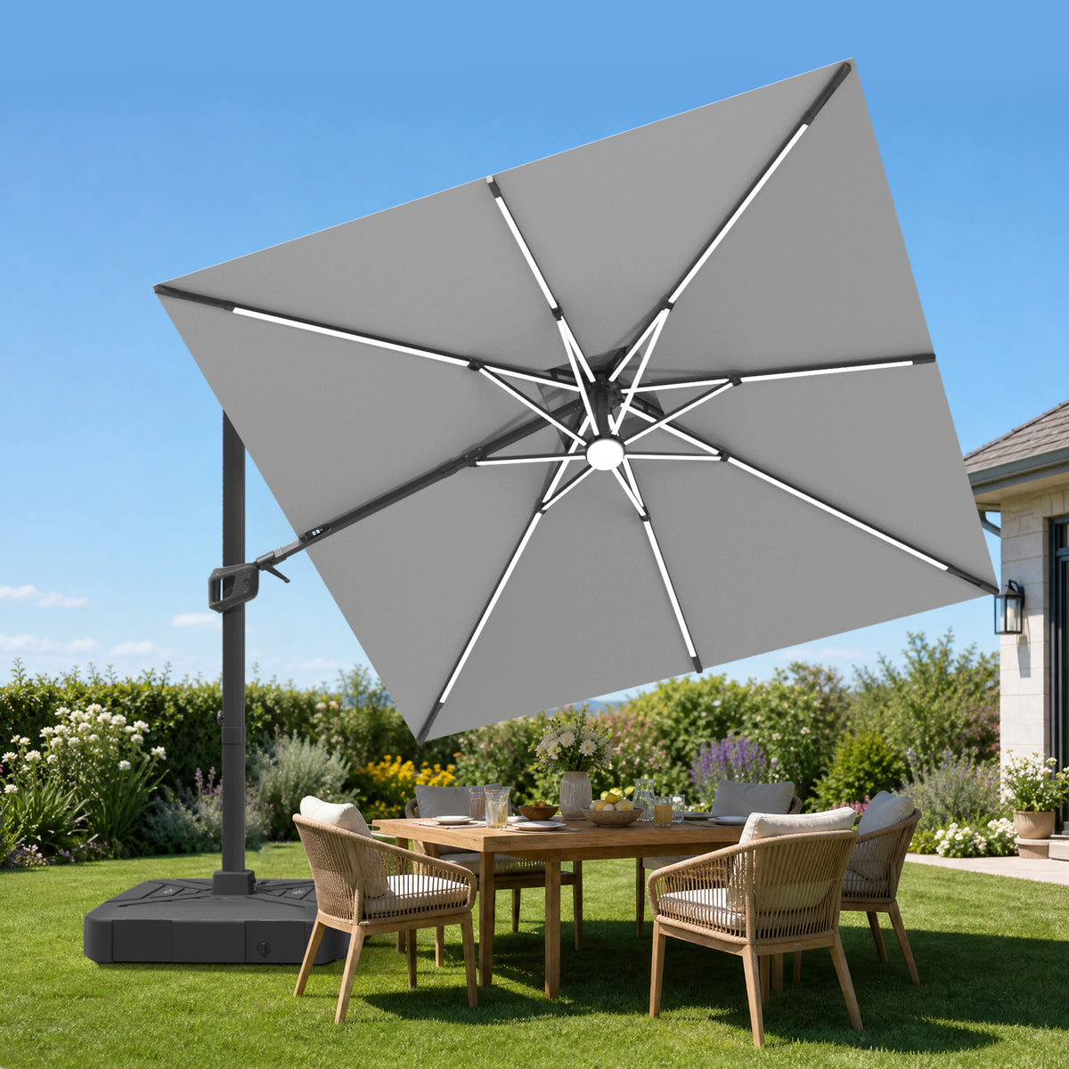 Sunvanta Auron Signature Rotating Cantilever Patio Umbrella with Adjustable Tilt | Large Outdoor Shade Umbrella for Garden, Deck & Poolside,  Includes Free Premium Cover
