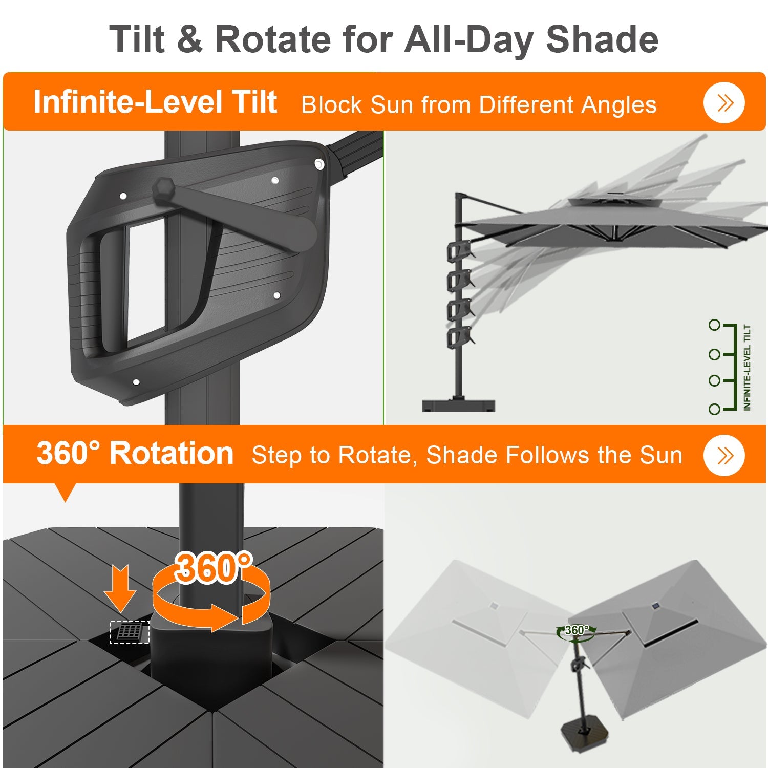 Sunvanta Auron Premium Cantilever Umbrella with Full-Rib LED Strip Lighting, Reinforced Fibreglass Ribs and Powder-Coated Aluminium Pole for Luxury Patio & Garden Shade