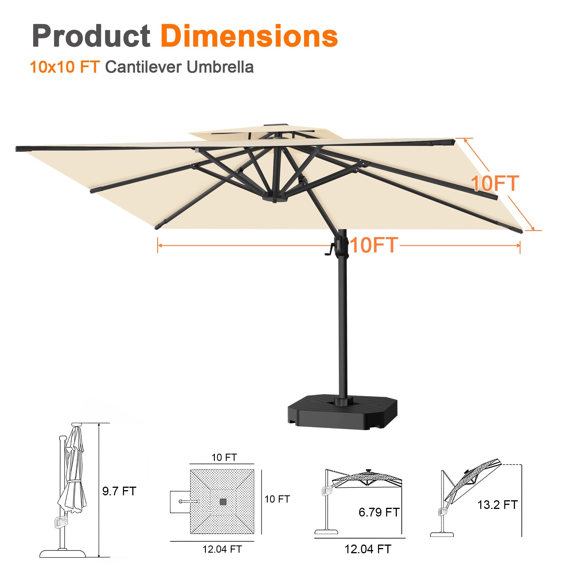 Sunvanta Auron Pro Cantilever Patio Umbrella  Reinforced Aluminum Frame for Patio & Garden
