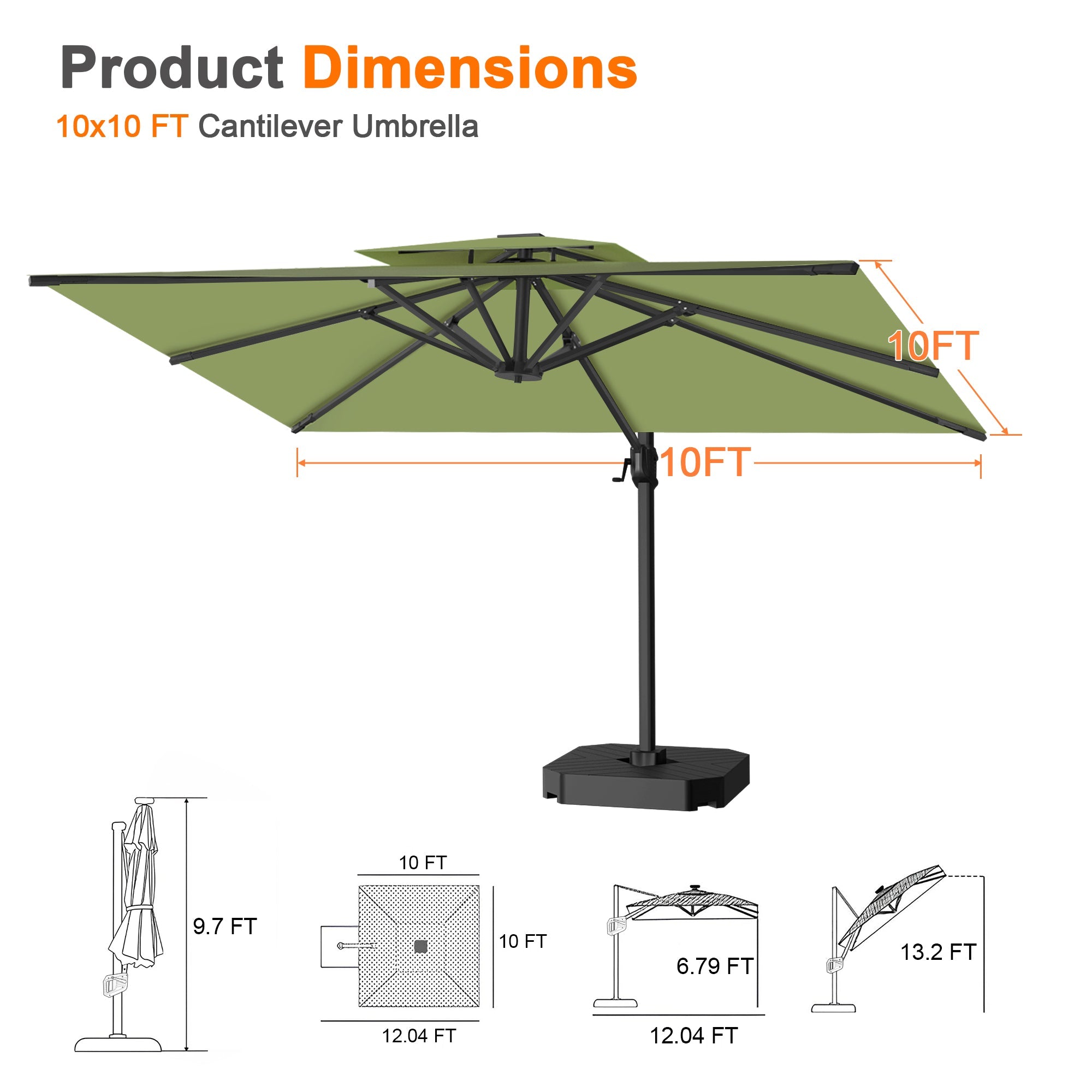 Sunvanta Auron Pro Cantilever Patio Umbrella  Reinforced Aluminum Frame for Patio & Garden