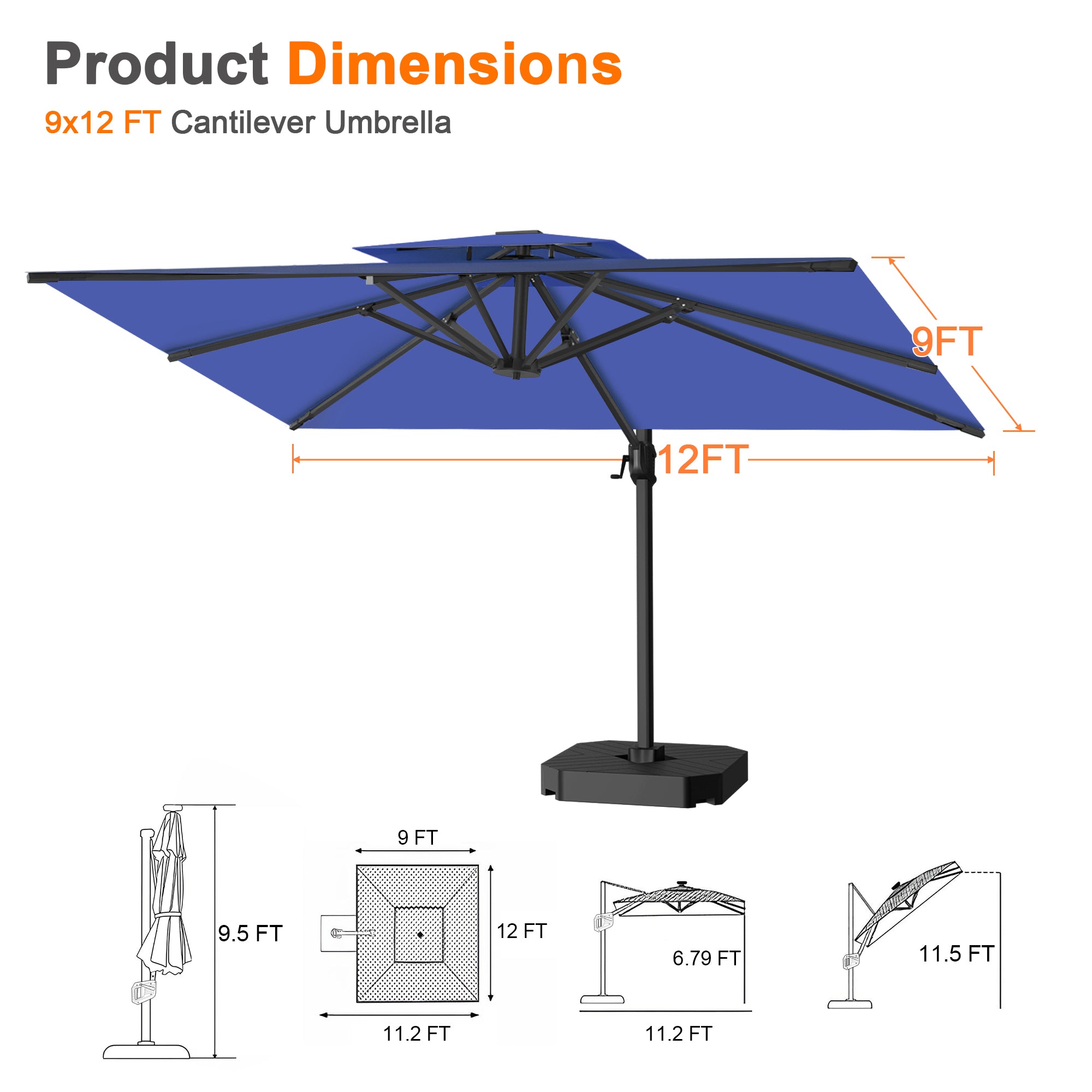 Sunvanta Auron Pro Cantilever Patio Umbrella  Reinforced Aluminum Frame for Patio & Garden