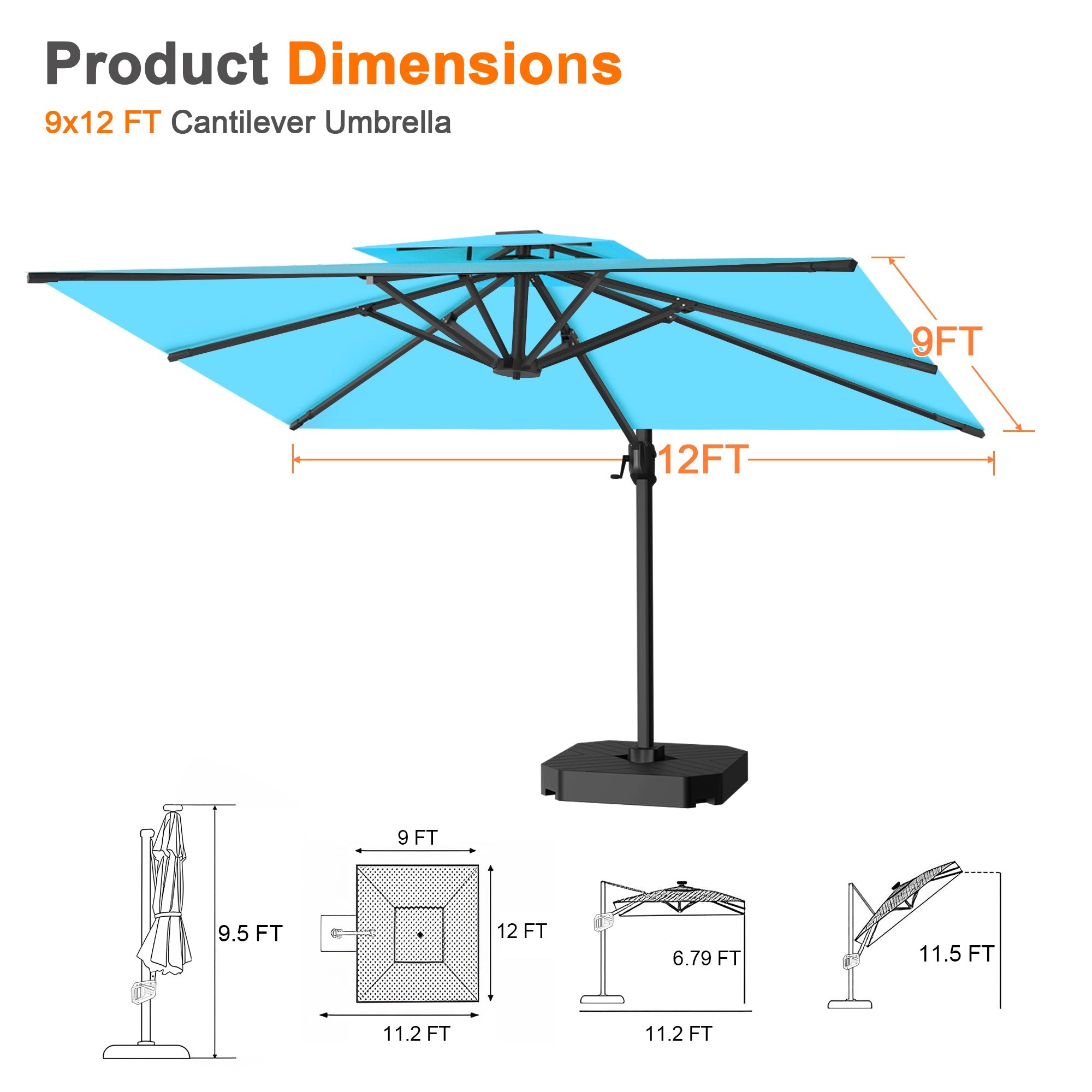 Sunvanta Auron Pro Cantilever Patio Umbrella  Reinforced Aluminum Frame for Patio & Garden
