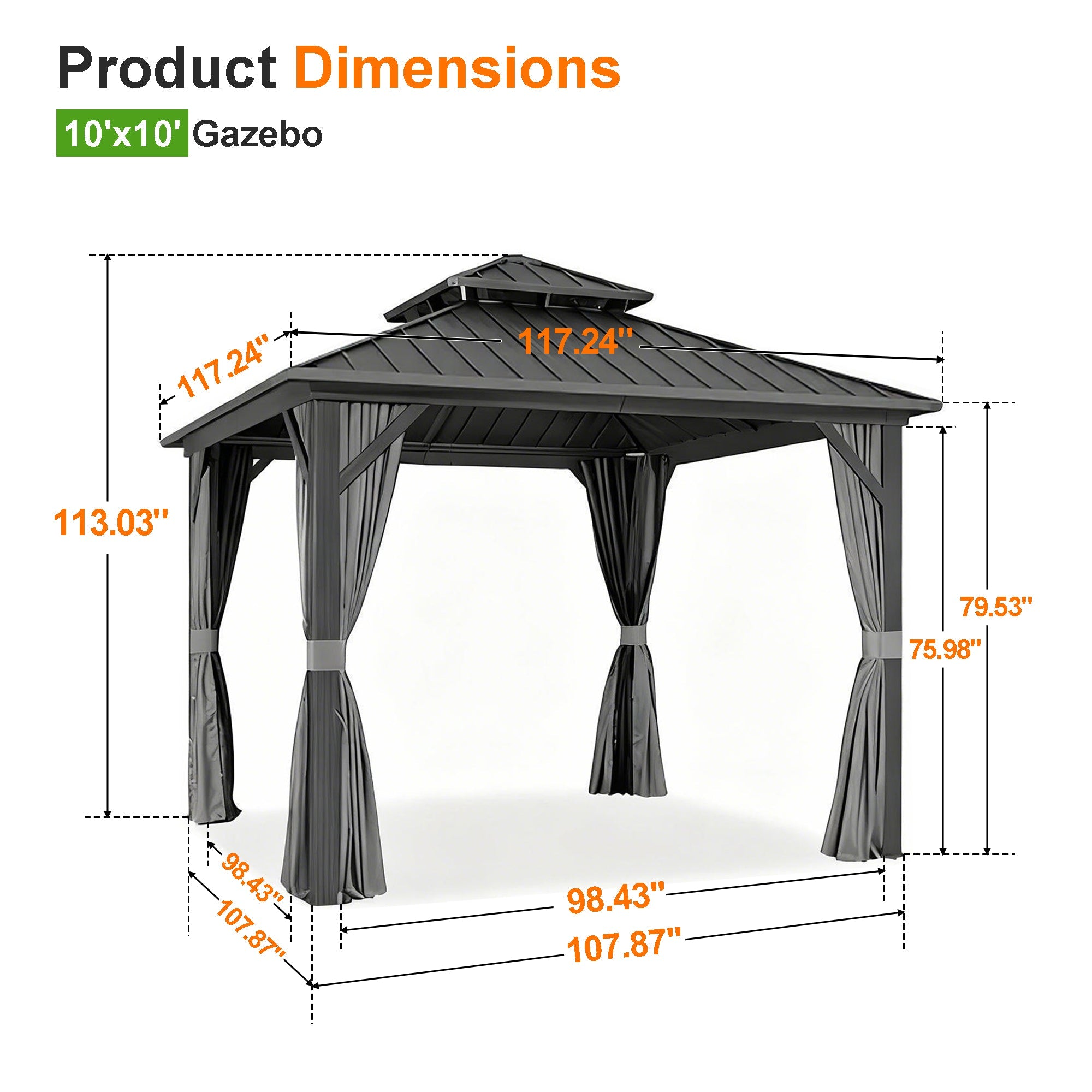Sunvanta Haven Luxury Hardtop Gazebo with 4.7” × 4.7” Reinforced Aluminum Posts, Integrated Drainage System, Curtains & Netting for Patio & Backyard Use