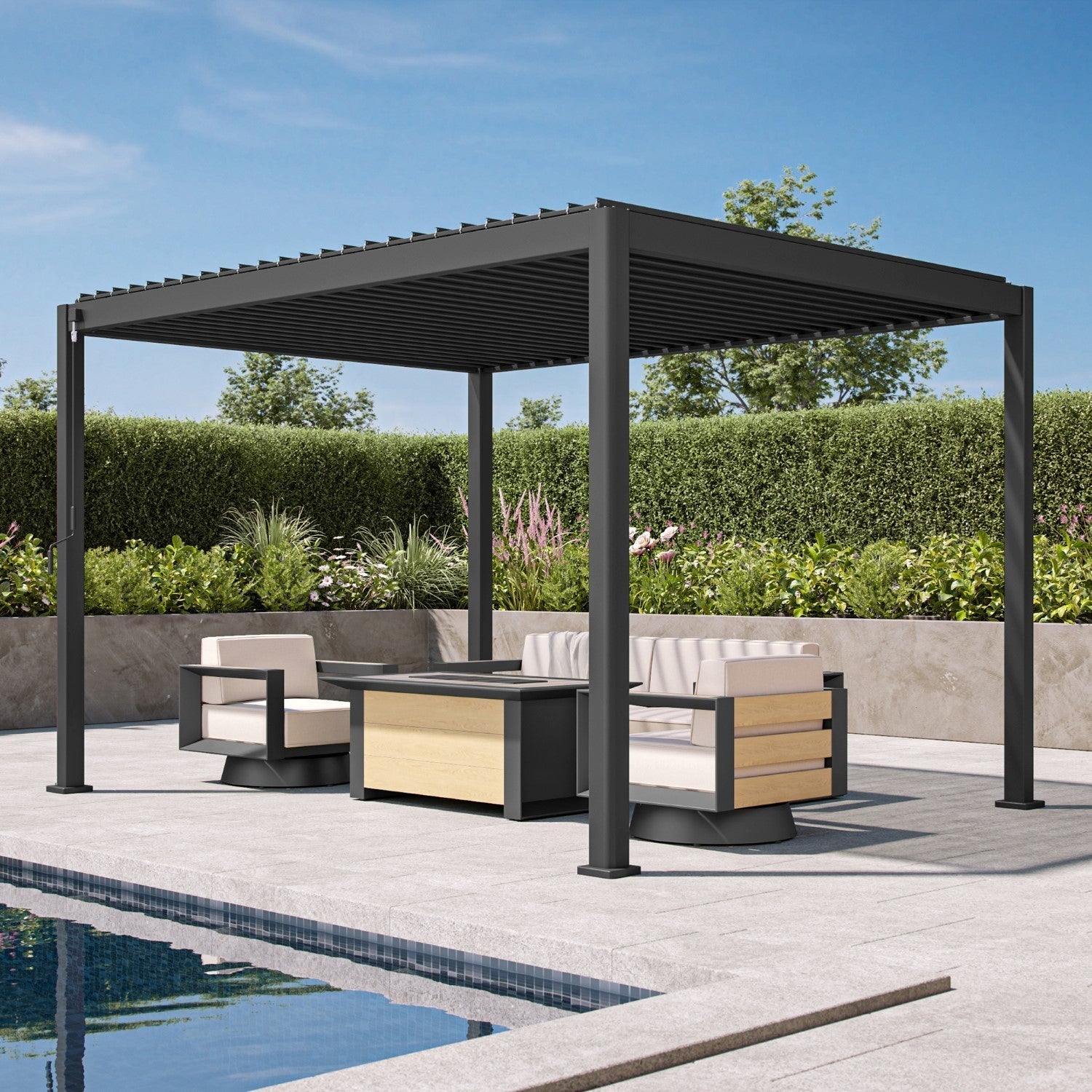 Sunvanta Atlantic Aluminum Louvered Pergola – Adjustable Louvers for Patio & Outdoor Space