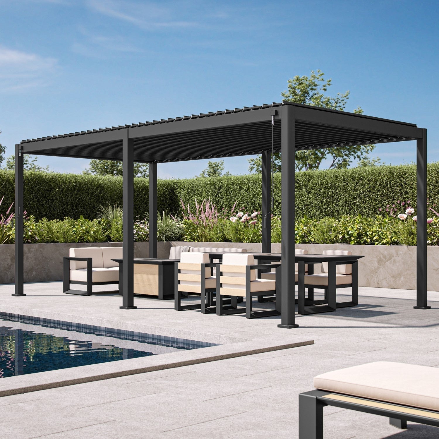 Sunvanta Atlantic Aluminum Louvered Pergola – Adjustable Louvers for Patio & Outdoor Space