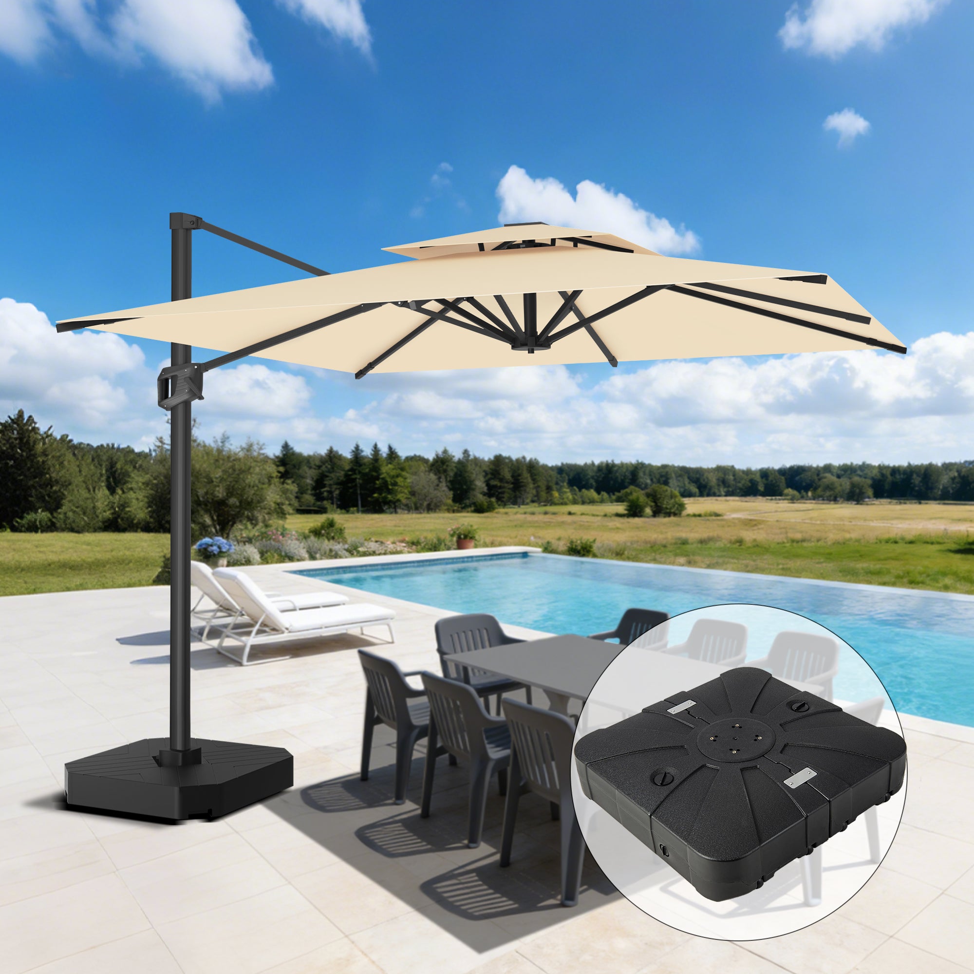 Sunvanta Auron Pro Cantilever Patio Umbrella  Reinforced Aluminum Frame for Patio & Garden