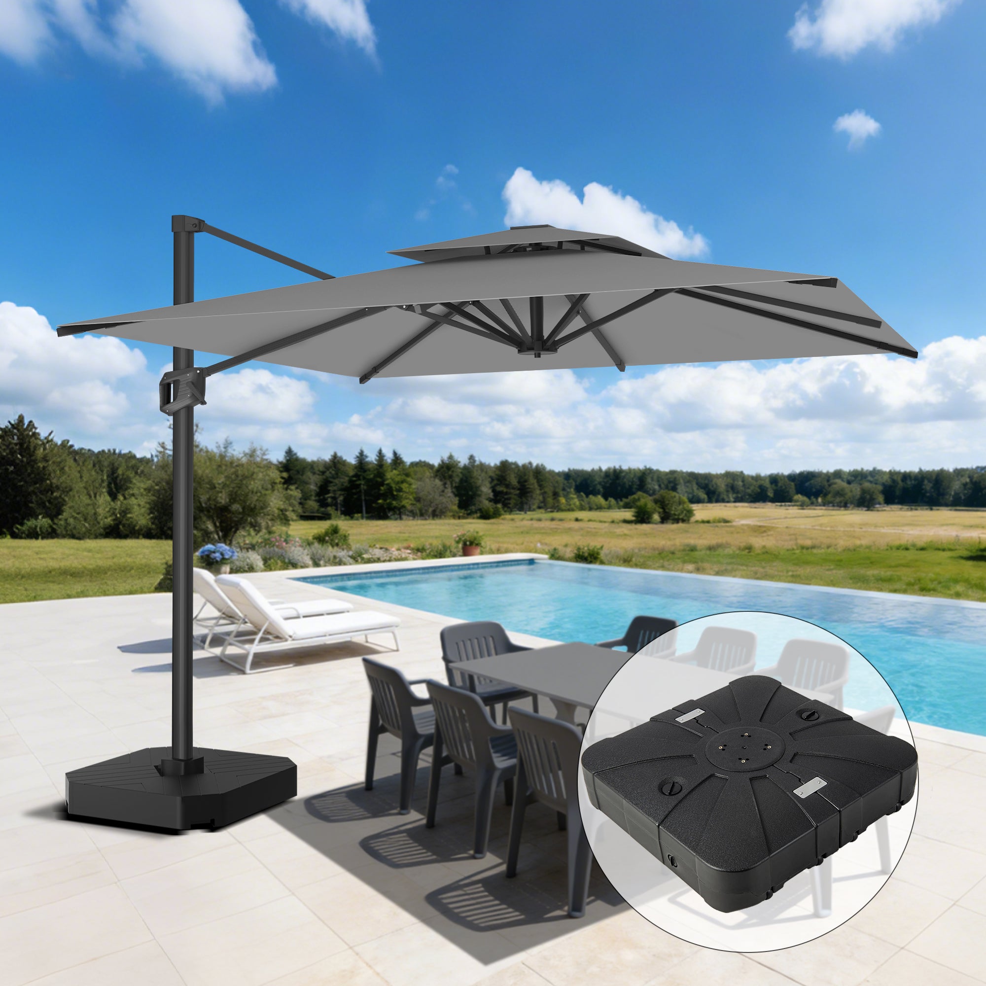 Sunvanta Auron Pro Cantilever Patio Umbrella  Reinforced Aluminum Frame for Patio & Garden