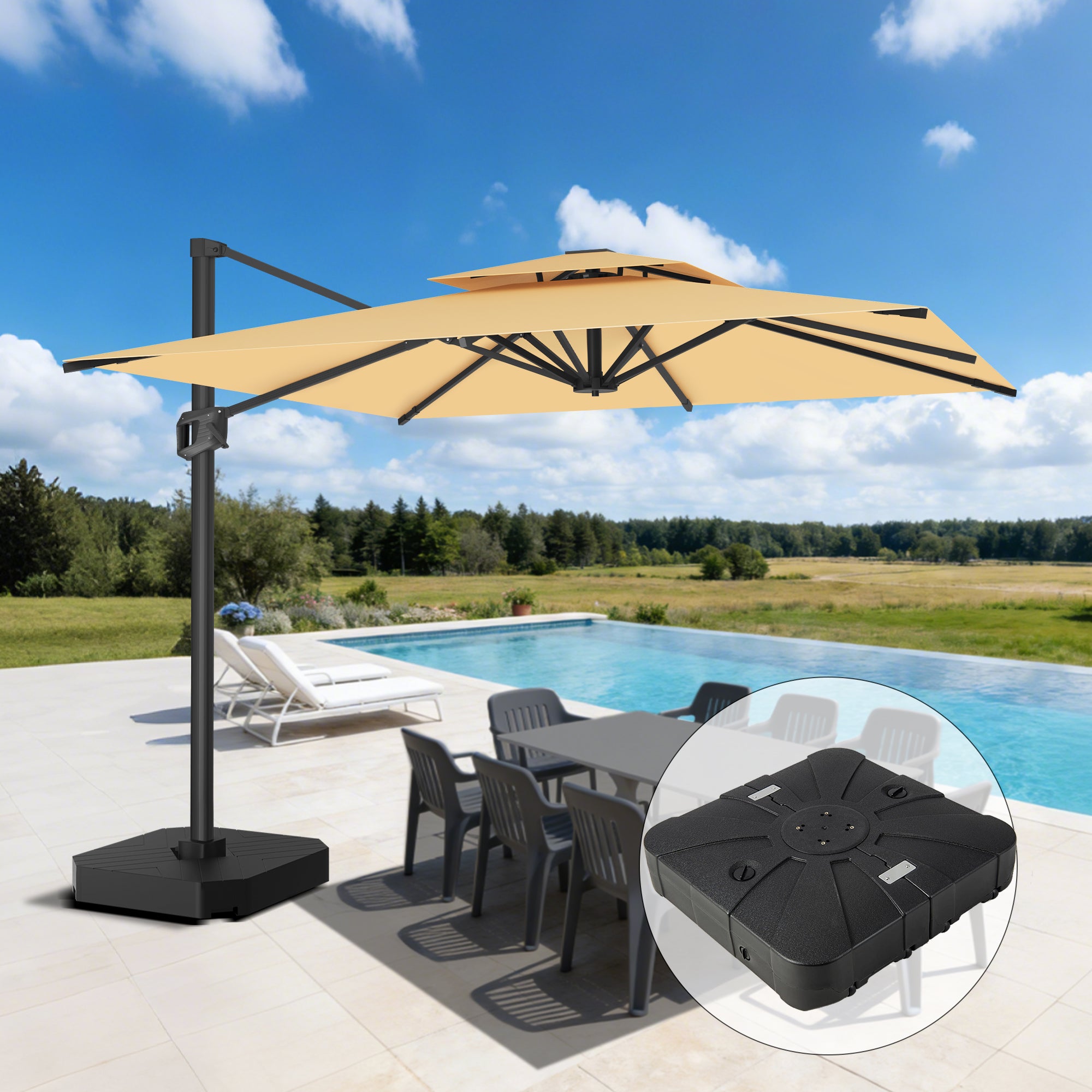 Sunvanta Auron Pro Cantilever Patio Umbrella  Reinforced Aluminum Frame for Patio & Garden