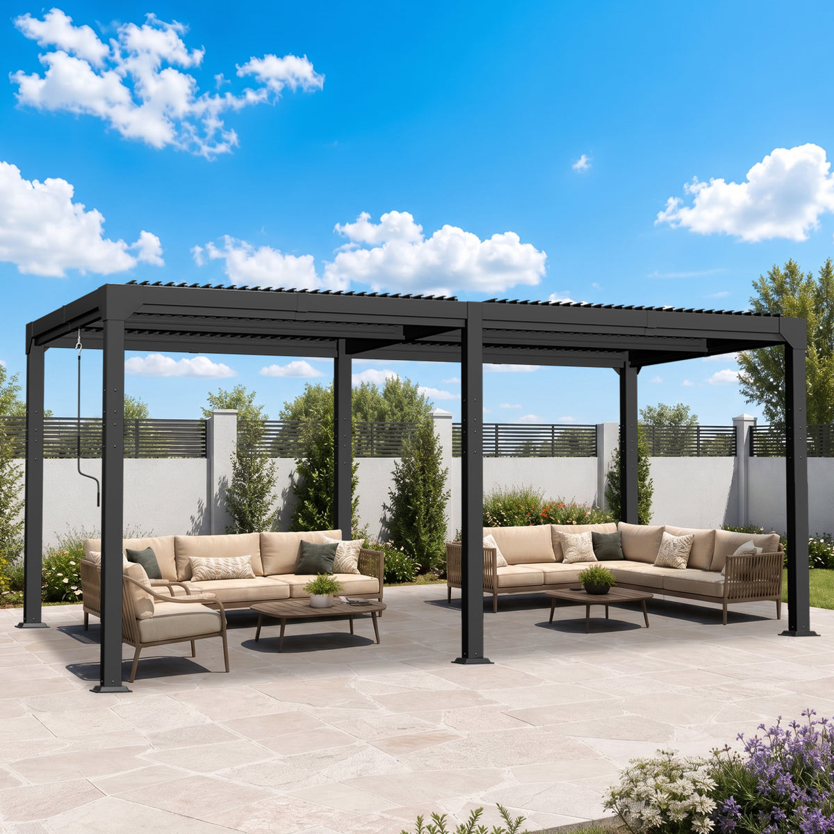 Sunvanta Atlantic Metal Louvered Pergola – Adjustable Louvers for Patio & Outdoor Space