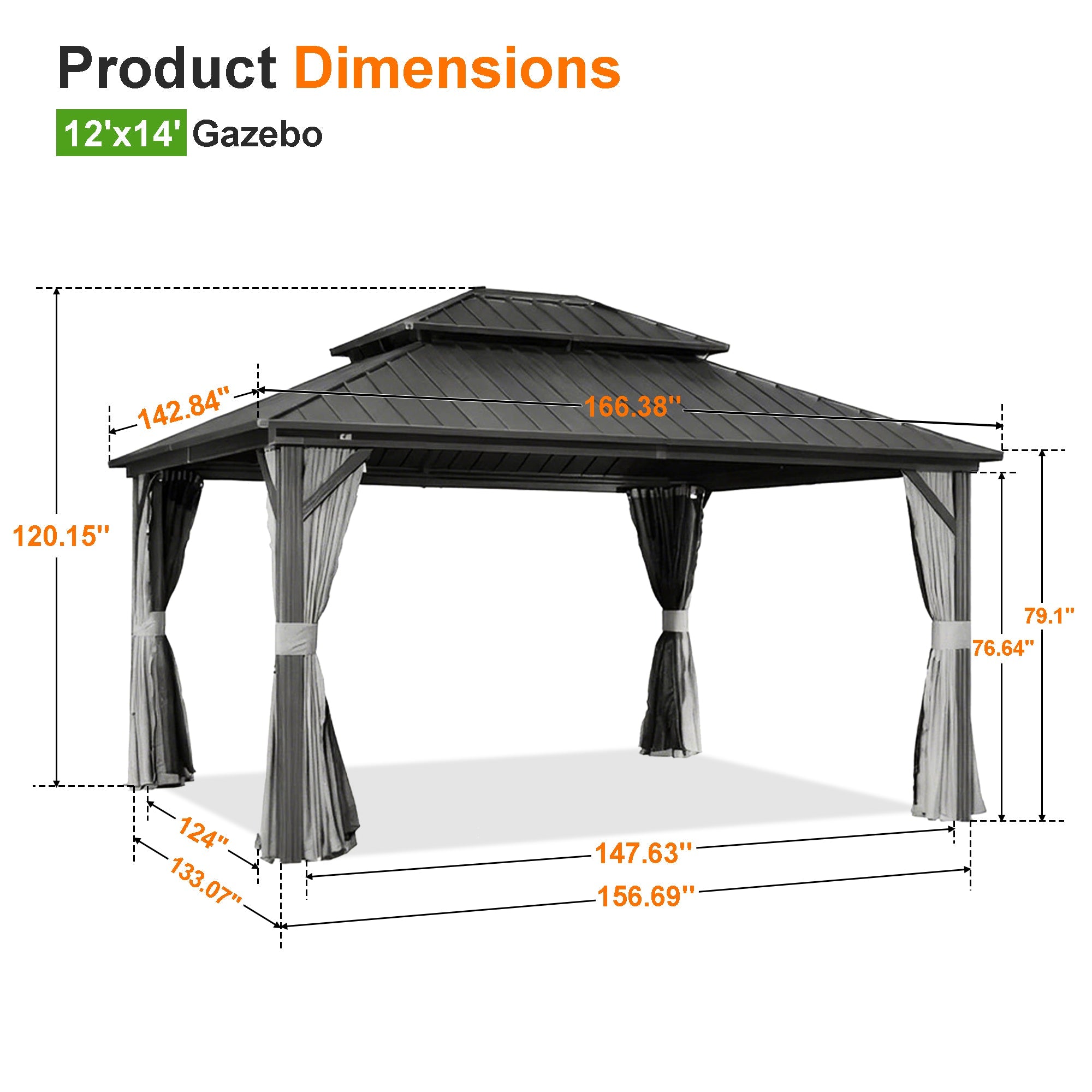 Sunvanta Haven Luxury Hardtop Gazebo with 4.7” × 4.7” Reinforced Aluminum Posts, Integrated Drainage System, Curtains & Netting for Patio & Backyard Use
