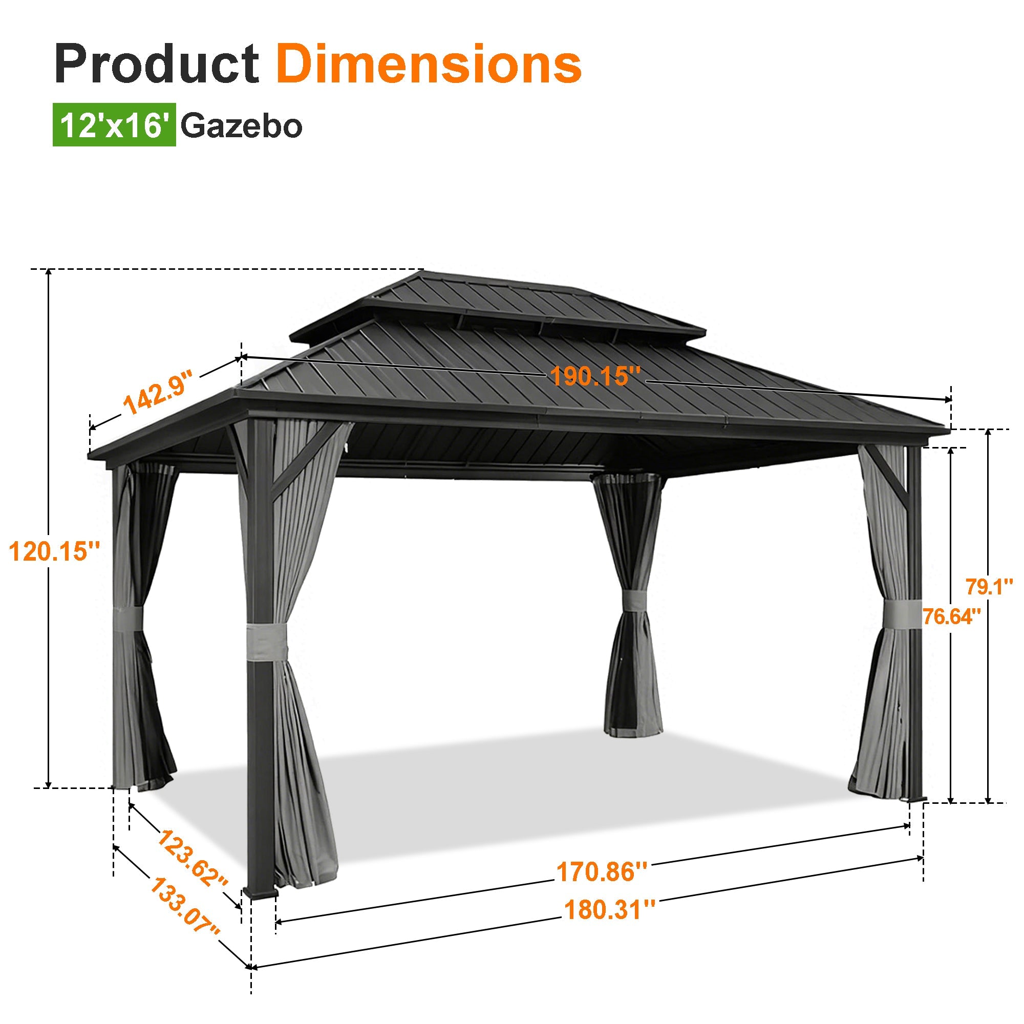 Sunvanta Haven Luxury Hardtop Gazebo with 4.7” × 4.7” Reinforced Aluminum Posts, Integrated Drainage System, Curtains & Netting for Patio & Backyard Use