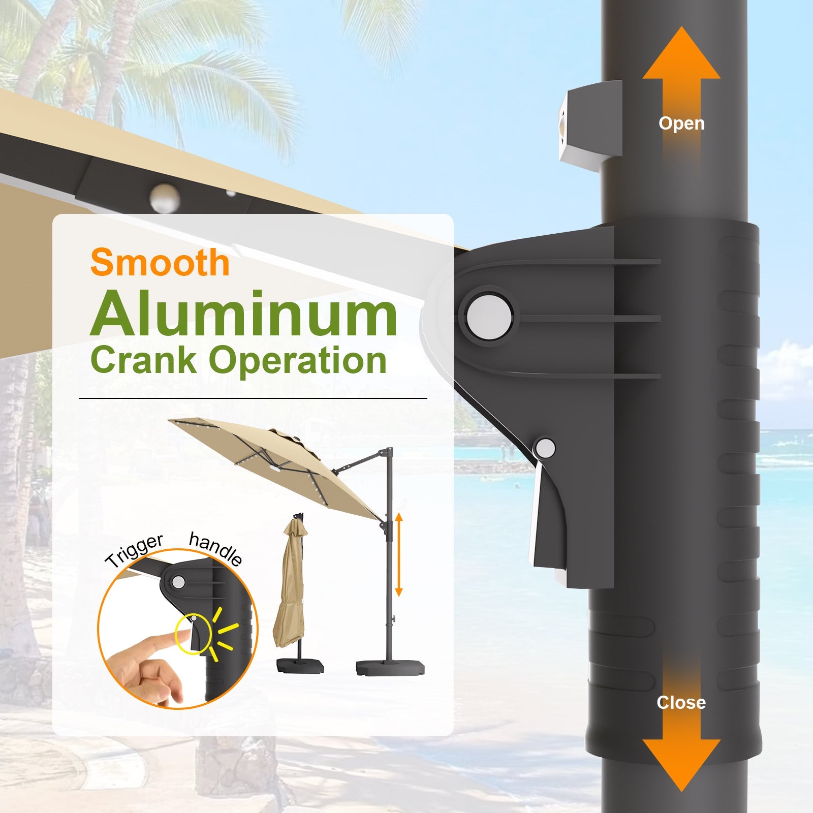 Sunvanta Auron Pro Round Cantilever Patio Umbrella with Solar LED Lights