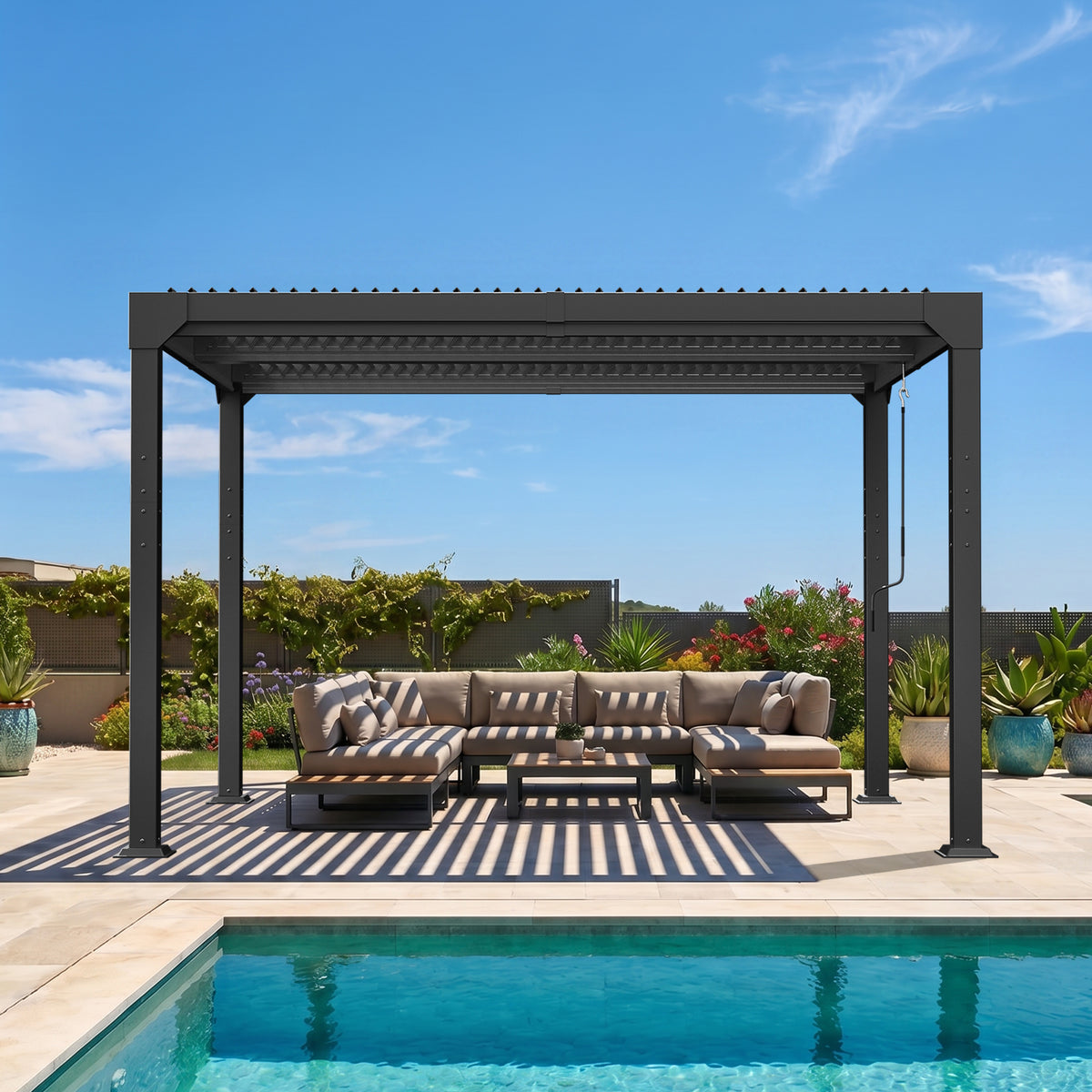 Sunvanta Atlantic Metal Louvered Pergola – Adjustable Louvers for Patio & Outdoor Space