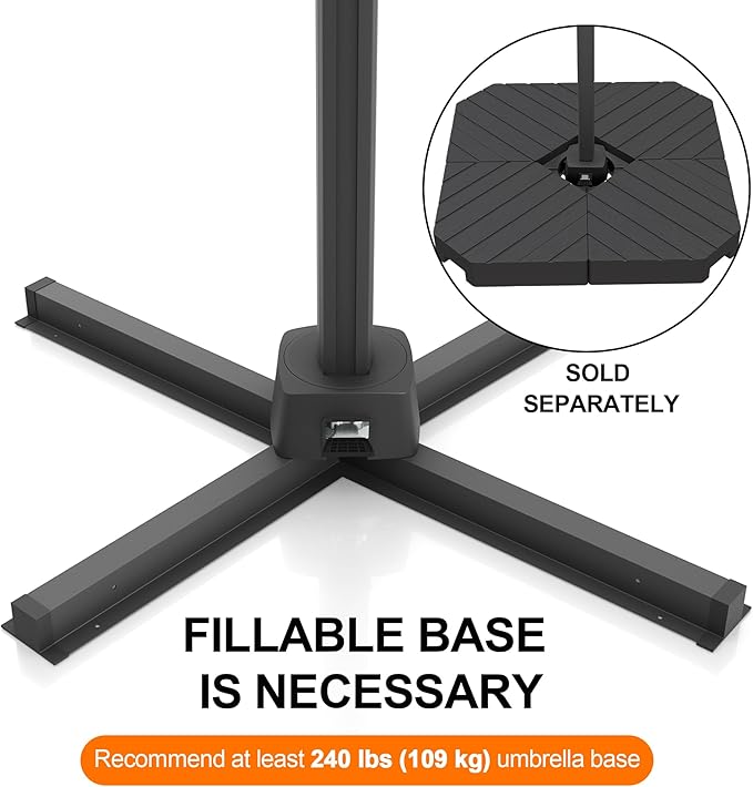 Sunvanta Auron Pro Cantilever Umbrella with Built-In LED Lighting and Reinforced Aluminum Frame for Patio & Garden Use