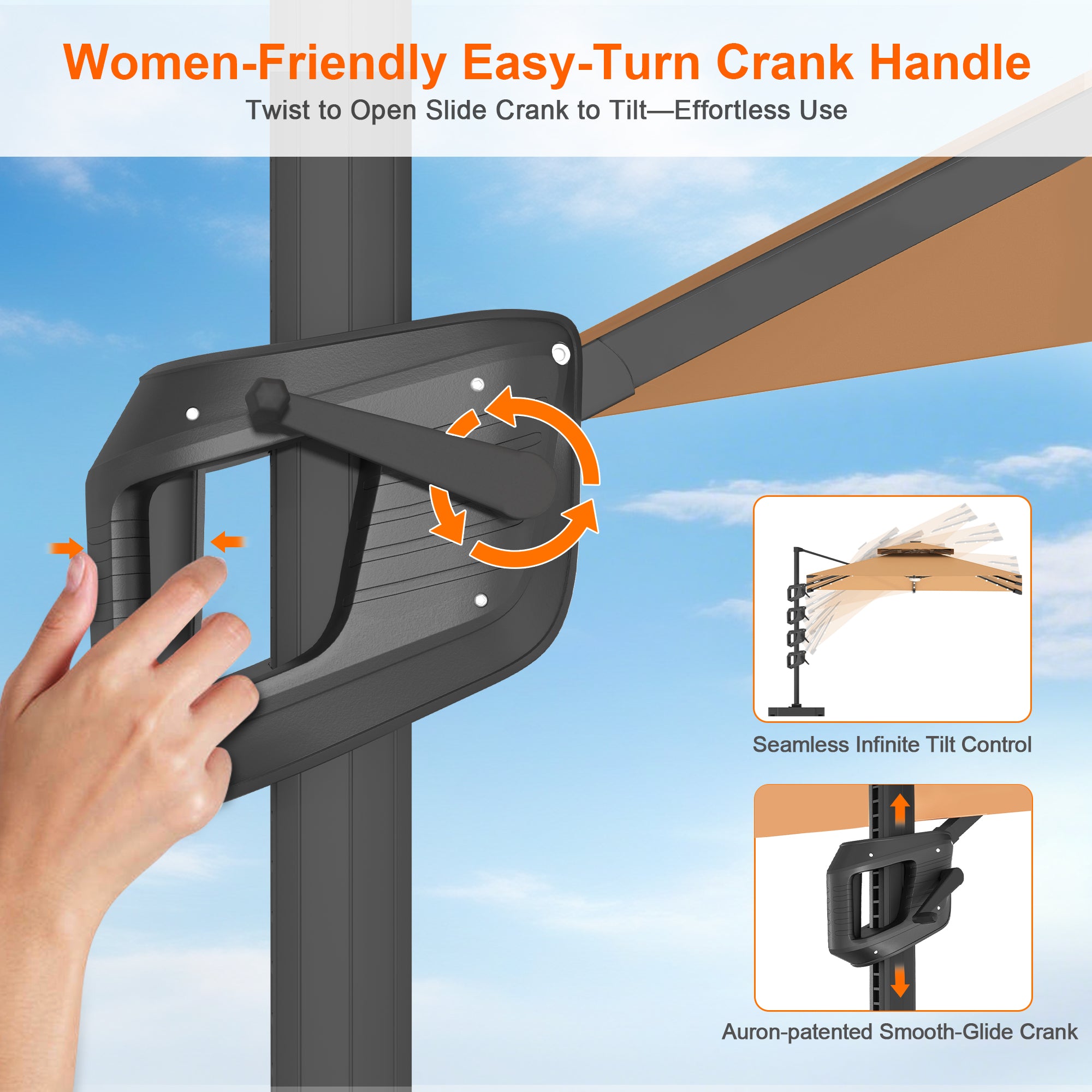 Sunvanta Auron Pro Cantilever Umbrella with Built-In LED Lighting and Reinforced Aluminum Frame for Patio & Garden Use