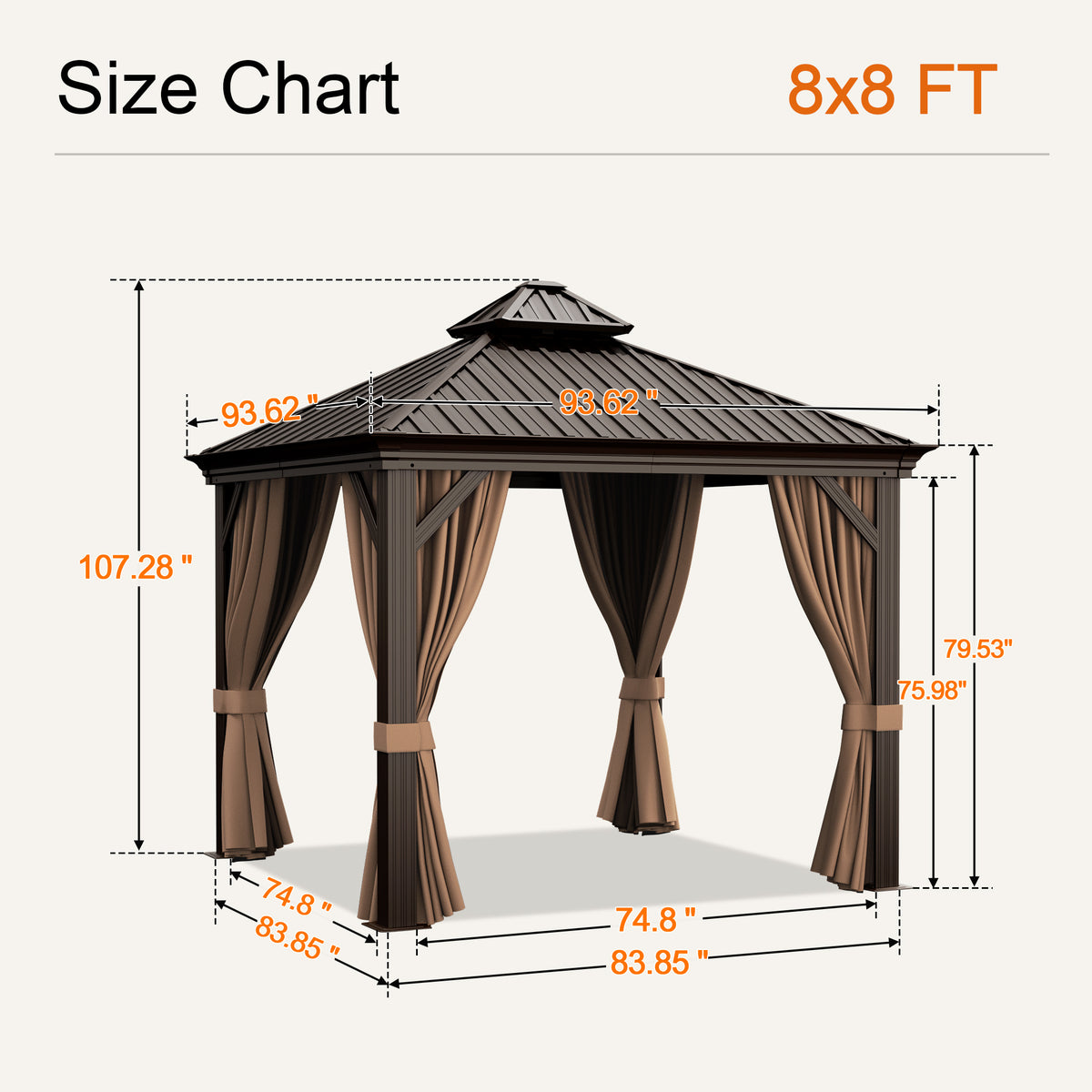 Sunvanta Haven Luxury Hardtop Gazebo with 4.7” × 4.7” Reinforced Aluminum Posts, Integrated Drainage System, Curtains & Netting for Patio & Backyard Use