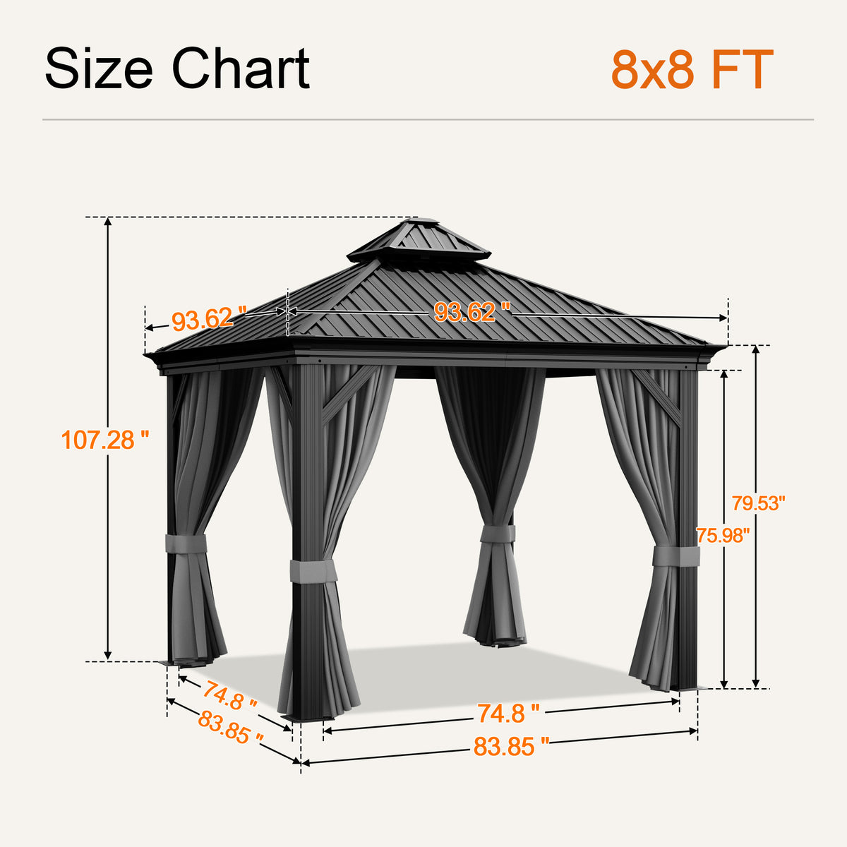 Sunvanta Haven Luxury Hardtop Gazebo with 4.7” × 4.7” Reinforced Aluminum Posts, Integrated Drainage System, Curtains & Netting for Patio & Backyard Use