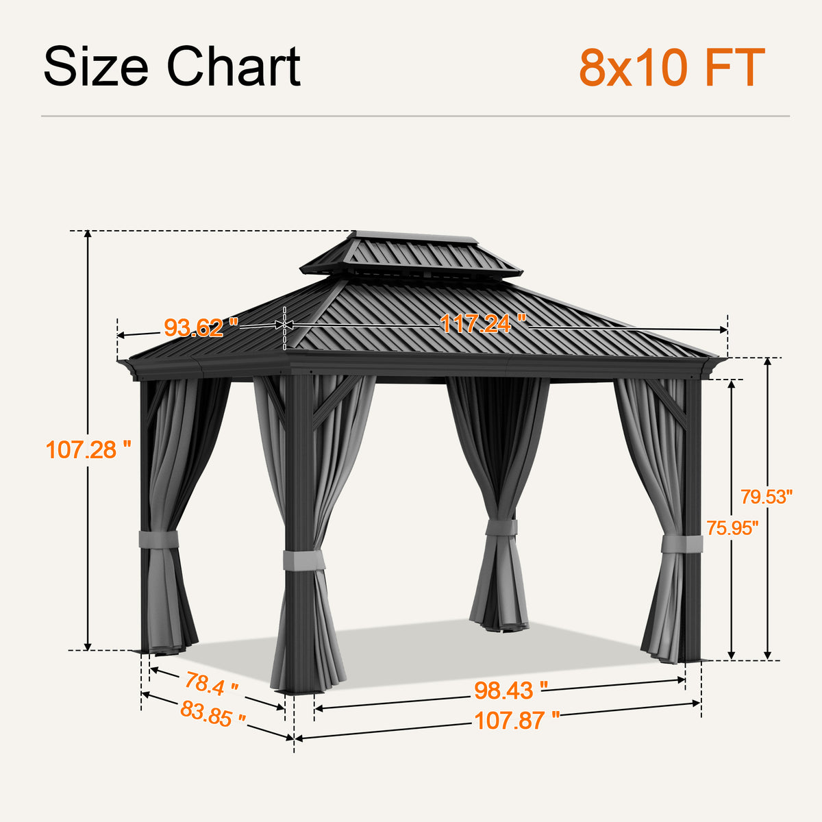 Sunvanta Haven Luxury Hardtop Gazebo with 4.7” × 4.7” Reinforced Aluminum Posts, Integrated Drainage System, Curtains & Netting for Patio & Backyard Use