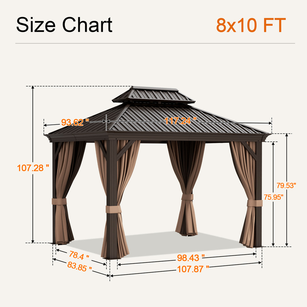 Sunvanta Haven Luxury Hardtop Gazebo with 4.7” × 4.7” Reinforced Aluminum Posts, Integrated Drainage System, Curtains & Netting for Patio & Backyard Use