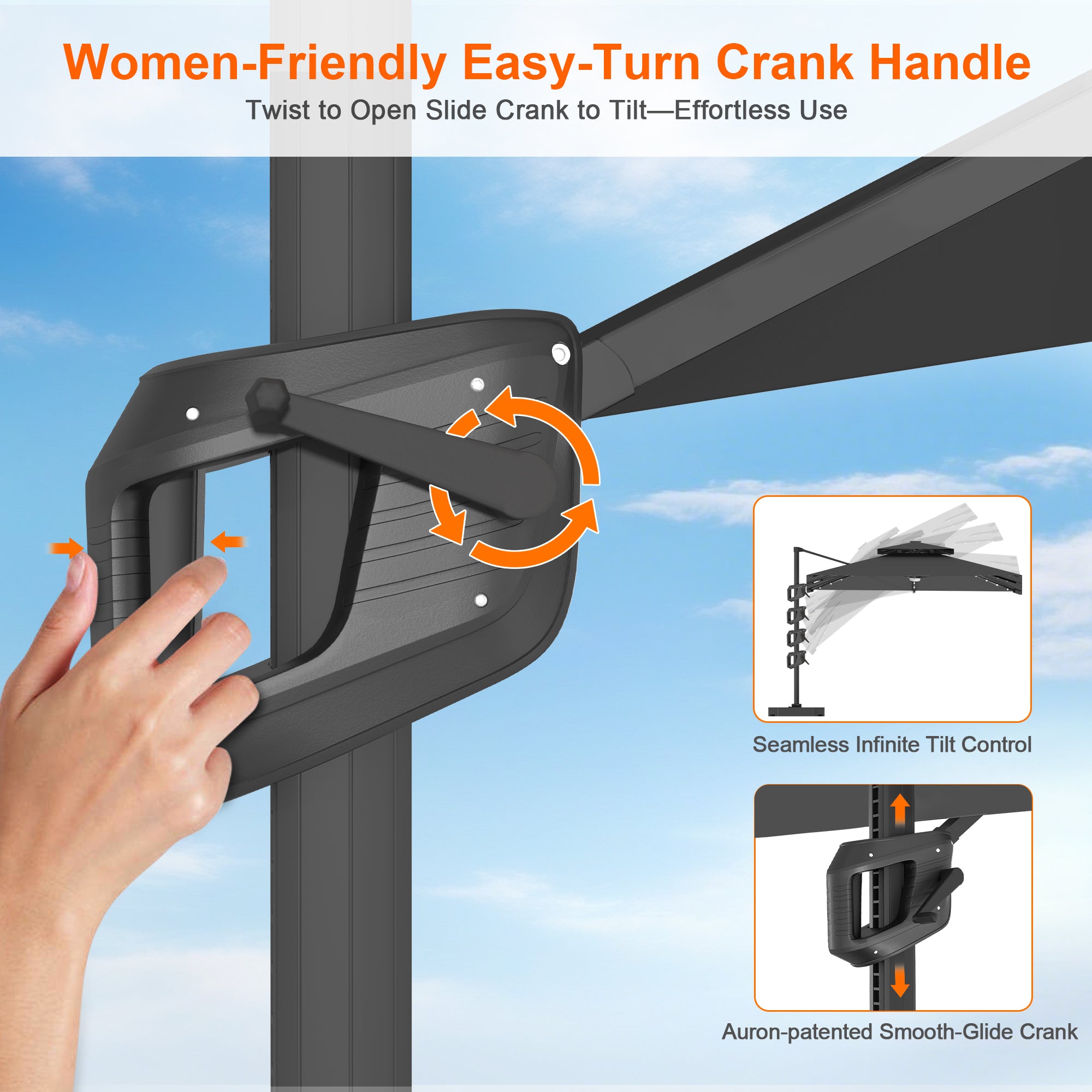 Sunvanta Auron Pro Cantilever Umbrella with Built-In LED Lighting and Reinforced Aluminum Frame for Patio & Garden Use