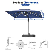 Sunvanta Auron Premium Cantilever Umbrella with Full-Rib LED Strip Lighting, Reinforced Fibreglass Ribs and Powder-Coated Aluminium Pole for Luxury Patio & Garden Shade