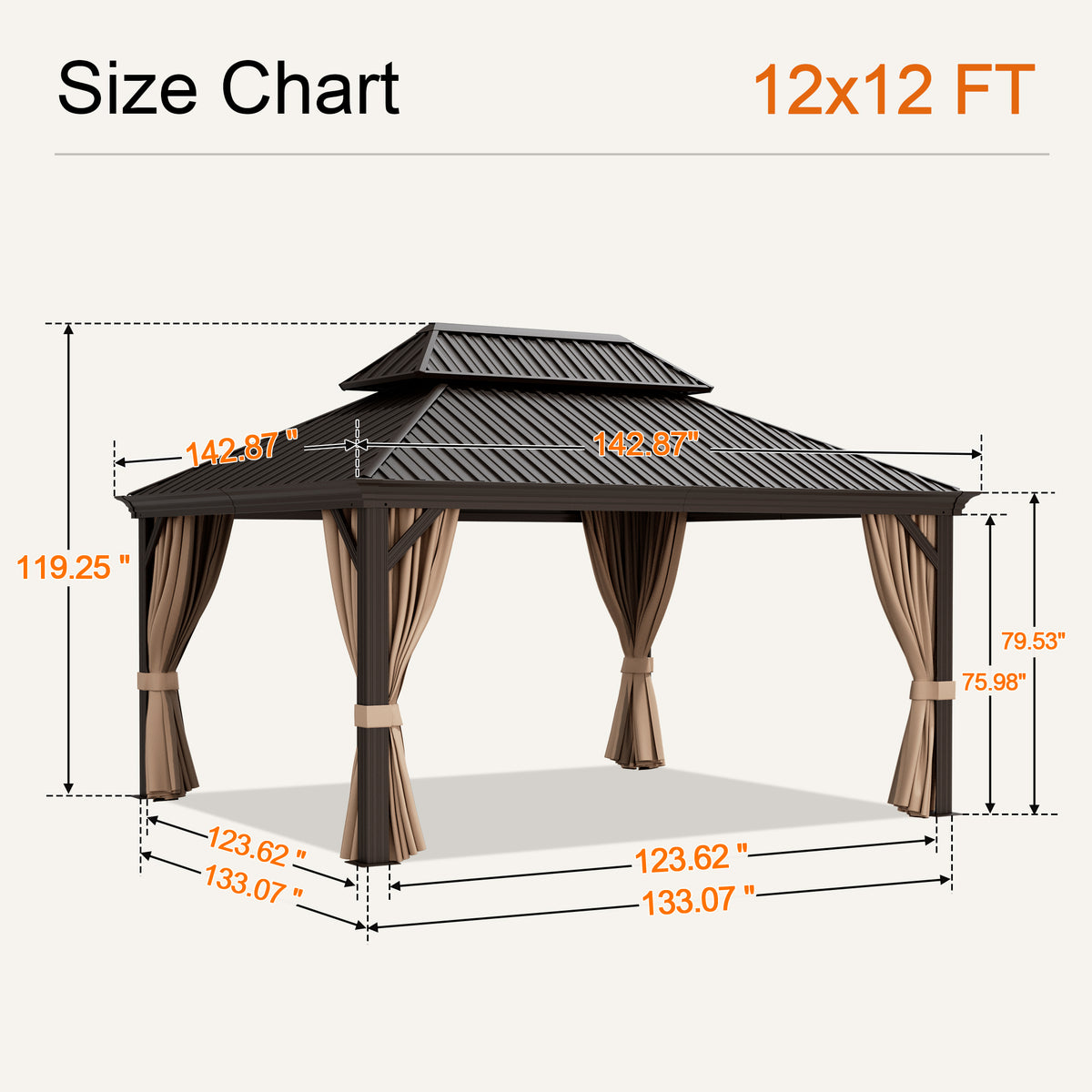Sunvanta Haven Luxury Hardtop Gazebo with 4.7” × 4.7” Reinforced Aluminum Posts, Integrated Drainage System, Curtains & Netting for Patio & Backyard Use