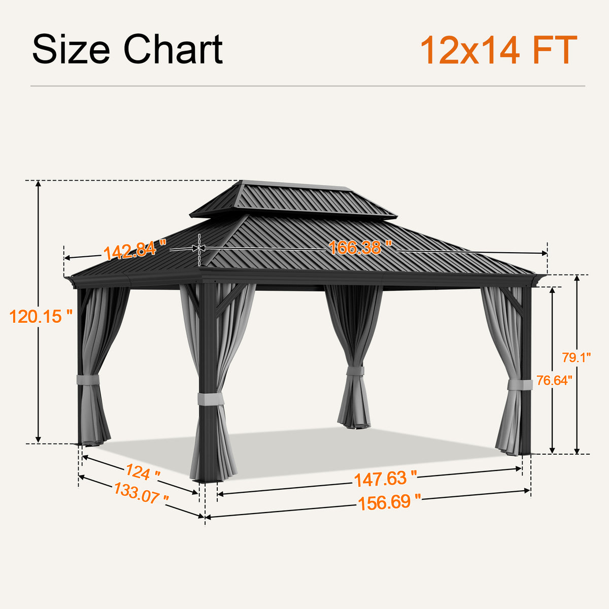 Sunvanta Haven Luxury Hardtop Gazebo with 4.7” × 4.7” Reinforced Aluminum Posts, Integrated Drainage System, Curtains & Netting for Patio & Backyard Use
