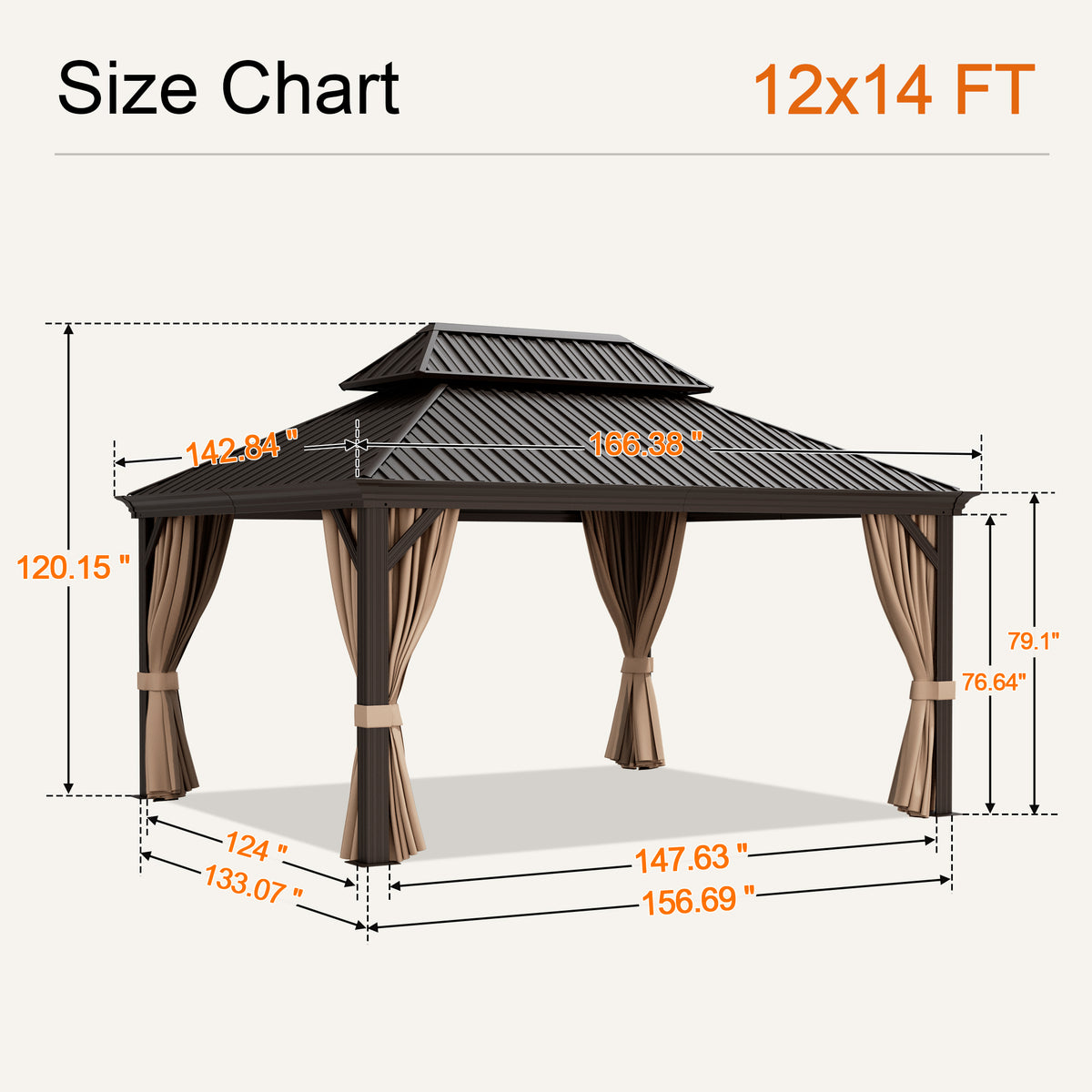 Sunvanta Haven Luxury Hardtop Gazebo with 4.7” × 4.7” Reinforced Aluminum Posts, Integrated Drainage System, Curtains & Netting for Patio & Backyard Use