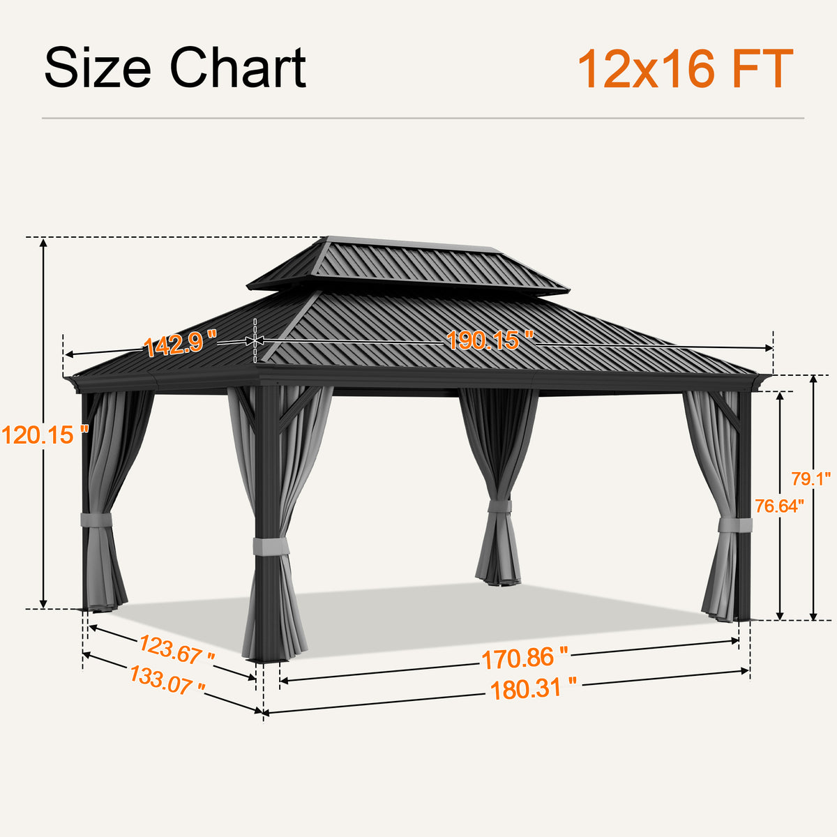 Sunvanta Haven Luxury Hardtop Gazebo with 4.7” × 4.7” Reinforced Aluminum Posts, Integrated Drainage System, Curtains & Netting for Patio & Backyard Use