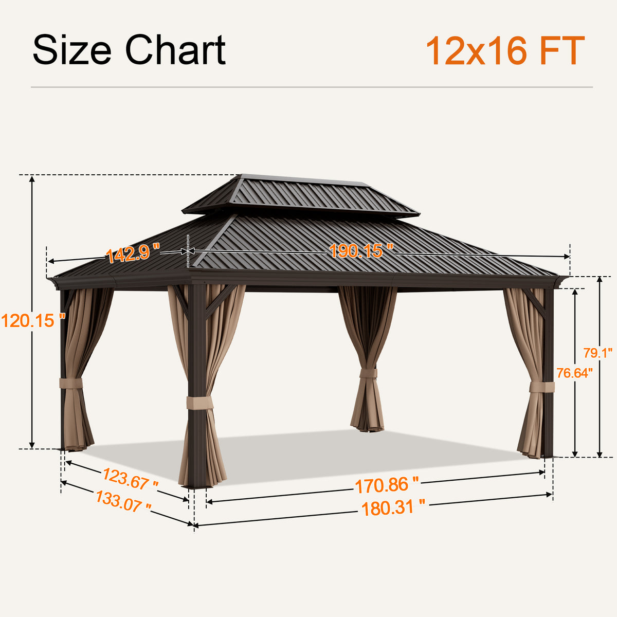 Sunvanta Haven Luxury Hardtop Gazebo with 4.7” × 4.7” Reinforced Aluminum Posts, Integrated Drainage System, Curtains & Netting for Patio & Backyard Use