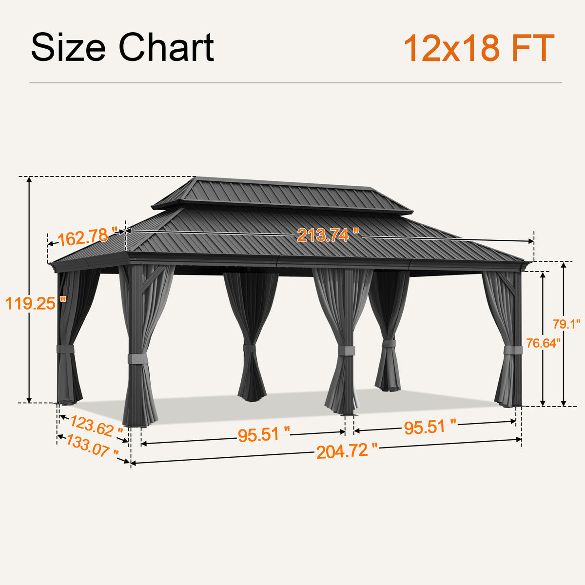 Sunvanta Haven Luxury Hardtop Gazebo with 4.7” × 4.7” Reinforced Aluminum Posts, Integrated Drainage System, Curtains & Netting for Patio & Backyard Use