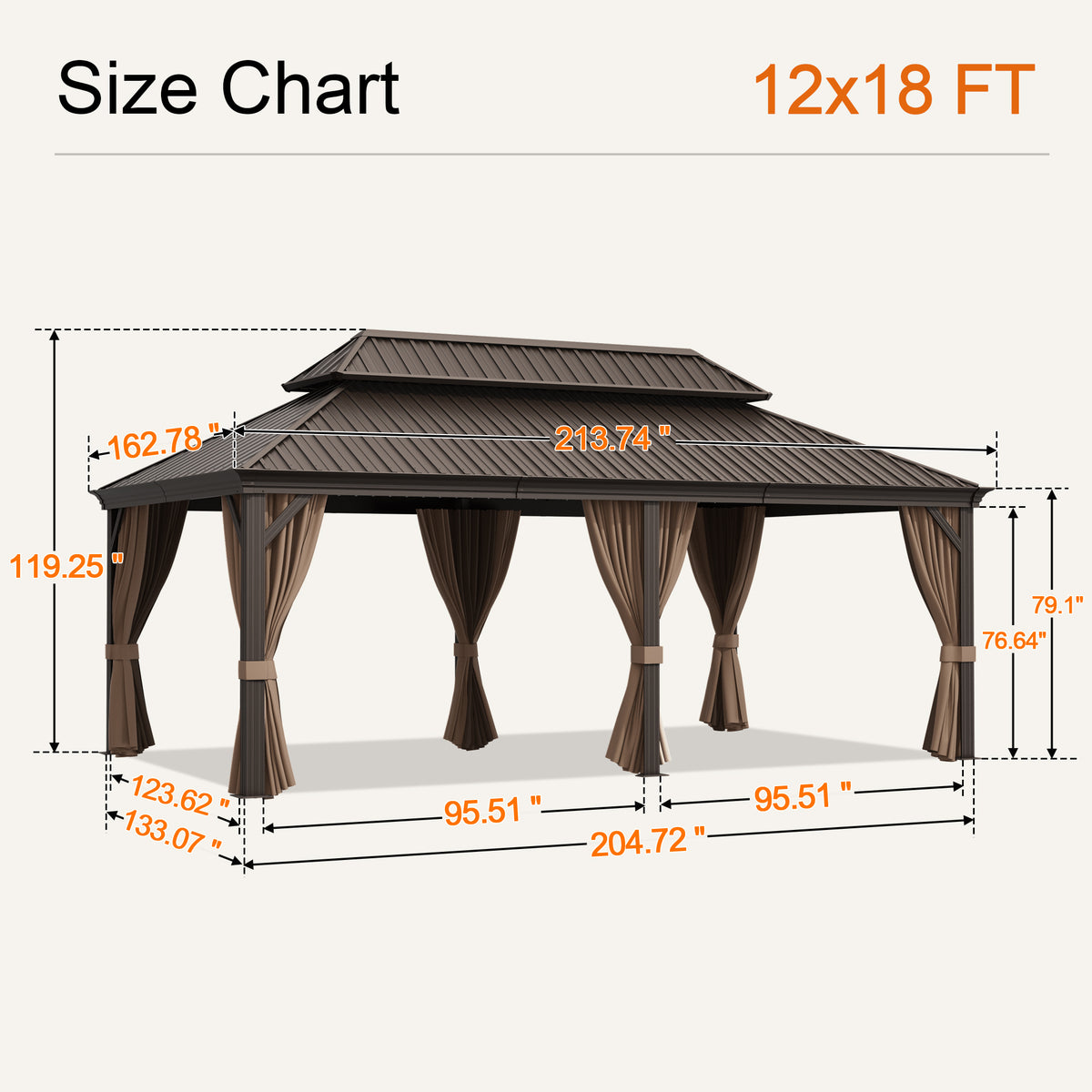 Sunvanta Haven Luxury Hardtop Gazebo with 4.7” × 4.7” Reinforced Aluminum Posts, Integrated Drainage System, Curtains & Netting for Patio & Backyard Use