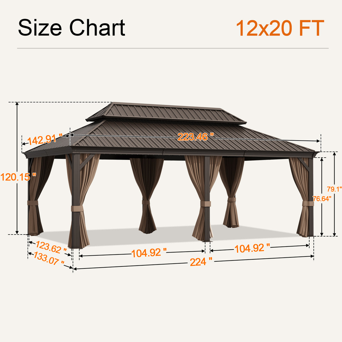 Sunvanta Haven Luxury Hardtop Gazebo with 4.7” × 4.7” Reinforced Aluminum Posts, Integrated Drainage System, Curtains & Netting for Patio & Backyard Use
