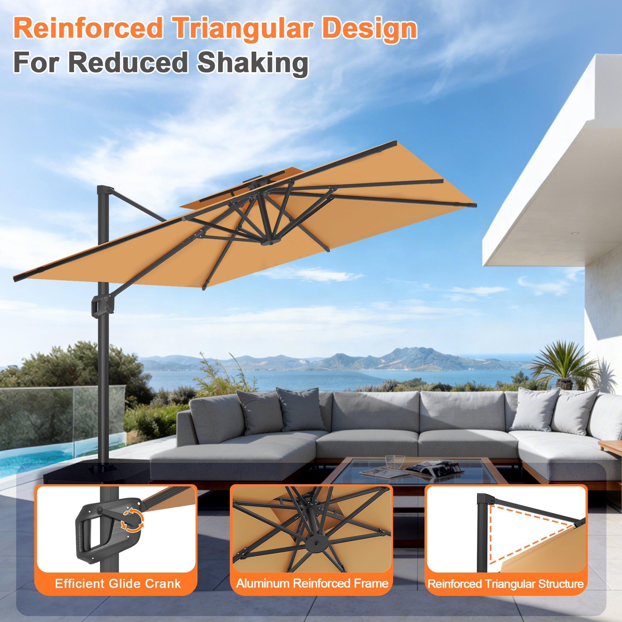 Sunvanta Auron Pro Cantilever Patio Umbrella  Reinforced Aluminum Frame for Patio & Garden