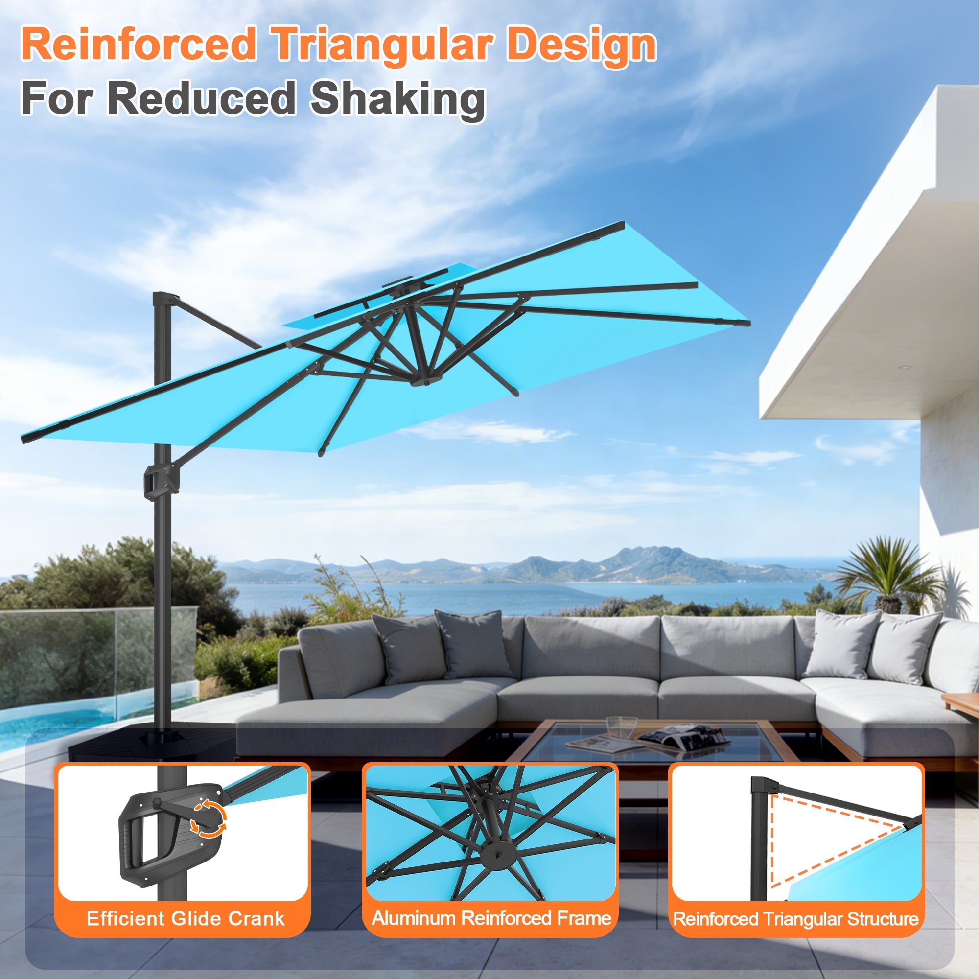 Sunvanta Auron Pro Cantilever Patio Umbrella  Reinforced Aluminum Frame for Patio & Garden
