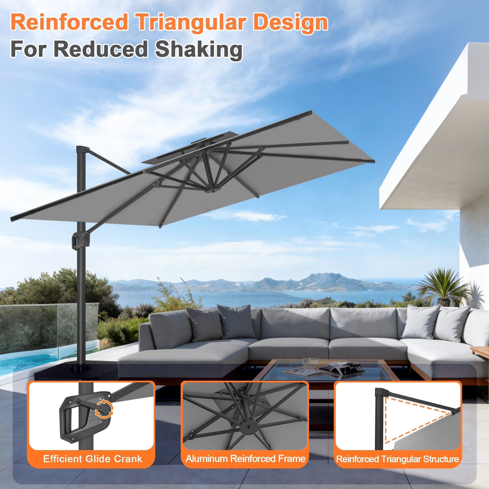 Sunvanta Auron Pro Cantilever Patio Umbrella  Reinforced Aluminum Frame for Patio & Garden