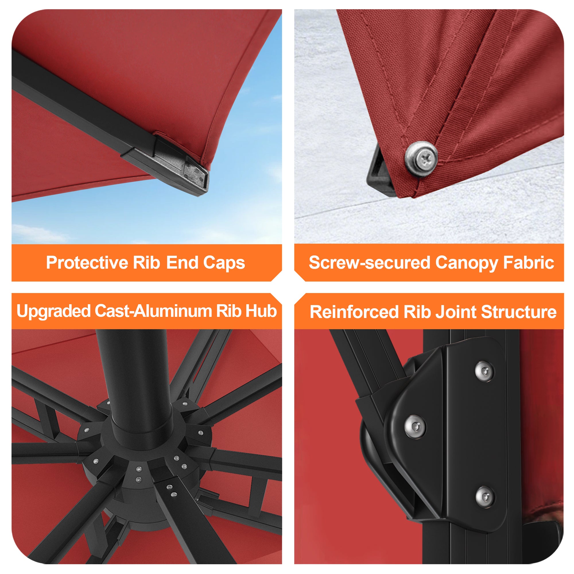 Sunvanta Auron Pro Cantilever Umbrella with Built-In LED Lighting and Reinforced Aluminum Frame for Patio & Garden Use