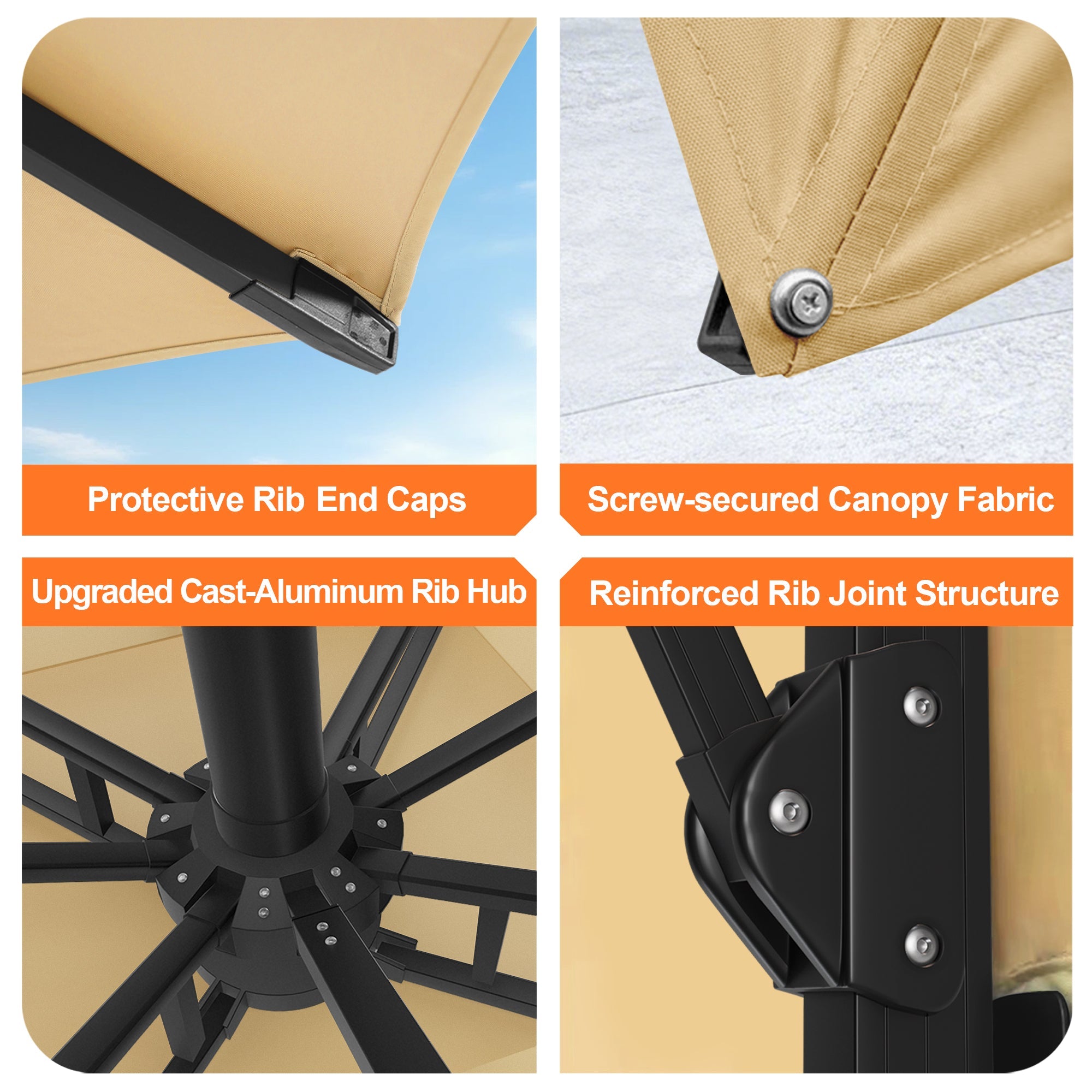 Sunvanta Auron Pro Cantilever Umbrella with Built-In LED Lighting and Reinforced Aluminum Frame for Patio & Garden Use