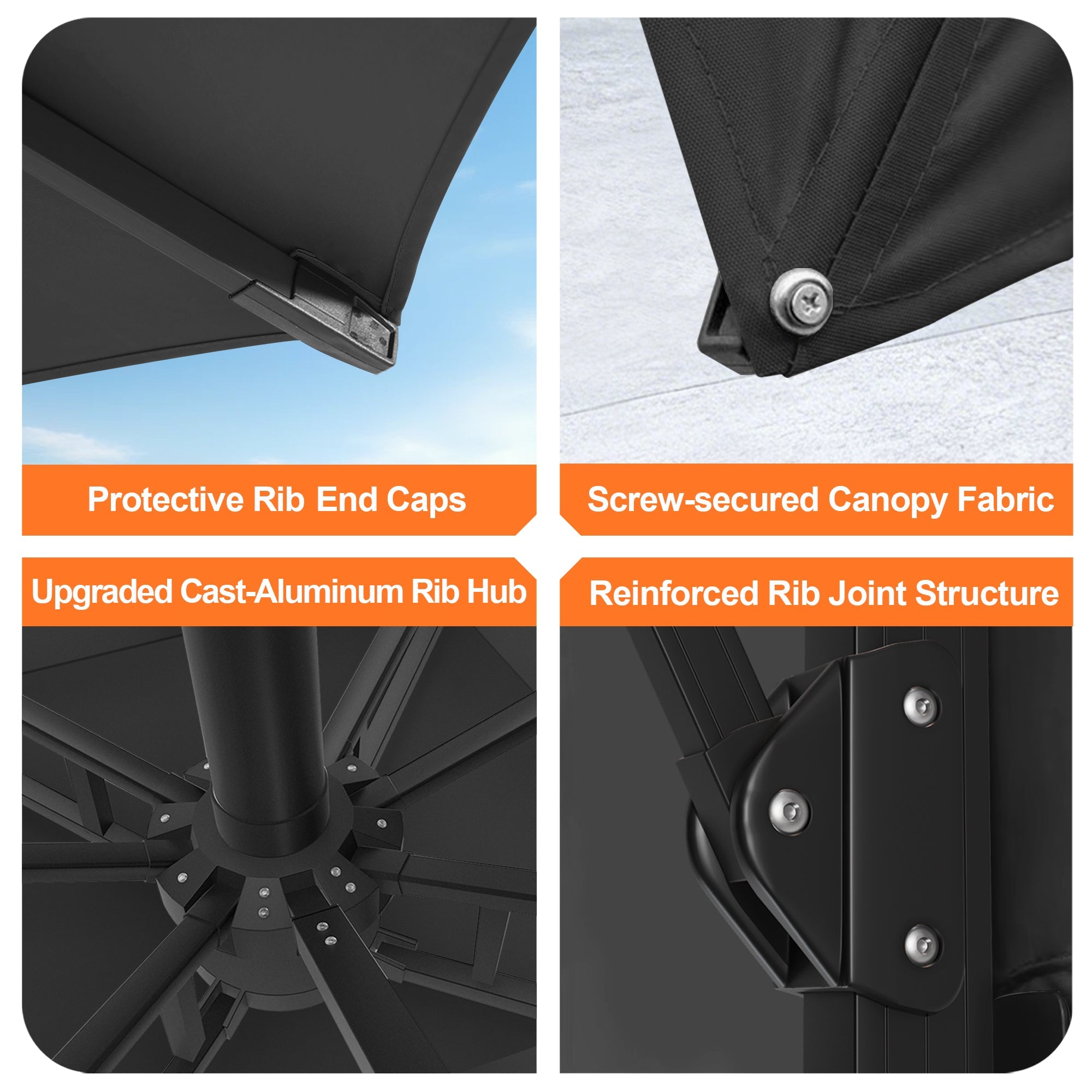 Sunvanta Auron Pro Cantilever Umbrella with Built-In LED Lighting and Reinforced Aluminum Frame for Patio & Garden Use