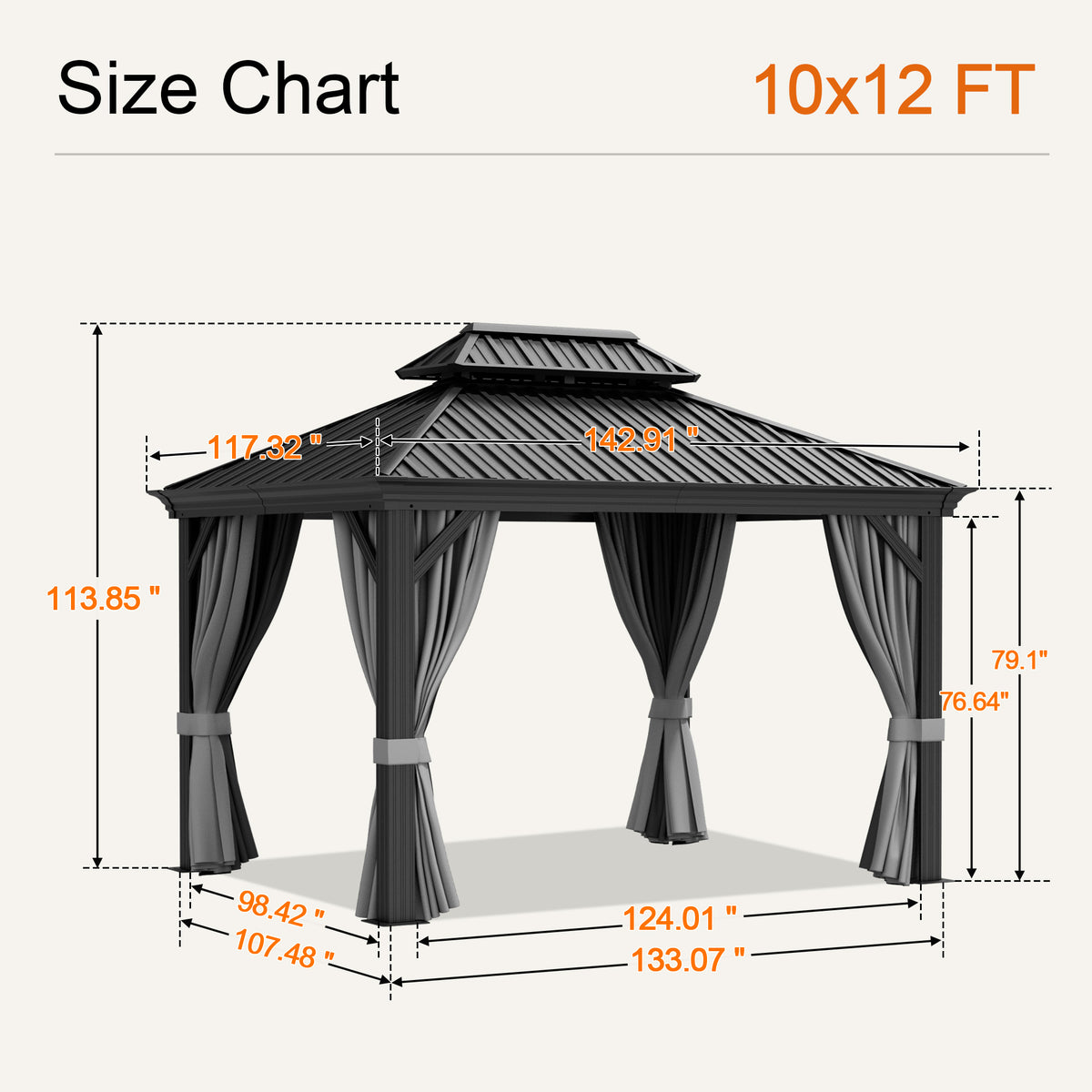 Sunvanta Haven Luxury Hardtop Gazebo with 4.7” × 4.7” Reinforced Aluminum Posts, Integrated Drainage System, Curtains & Netting for Patio & Backyard Use