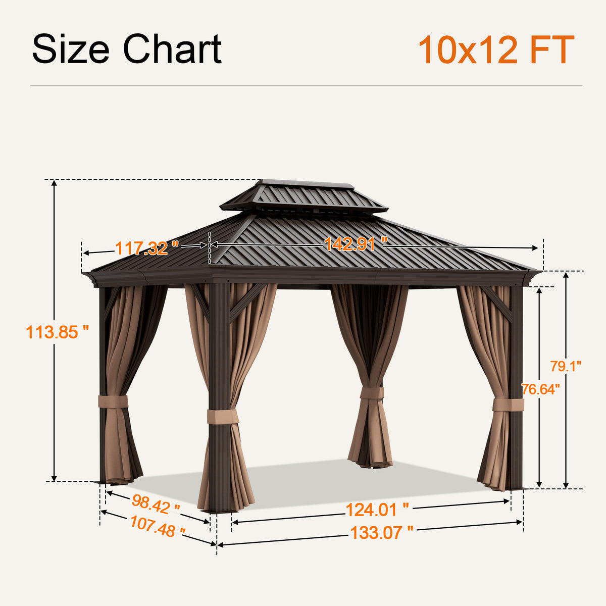 Sunvanta Haven Luxury Hardtop Gazebo with 4.7” × 4.7” Reinforced Aluminum Posts, Integrated Drainage System, Curtains & Netting for Patio & Backyard Use