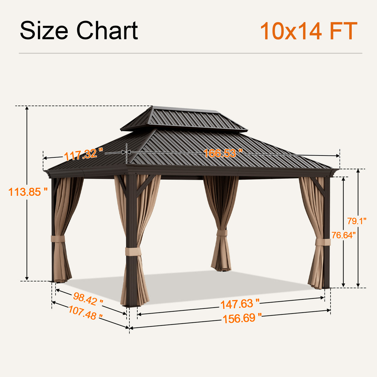 Sunvanta Haven Luxury Hardtop Gazebo with 4.7” × 4.7” Reinforced Aluminum Posts, Integrated Drainage System, Curtains & Netting for Patio & Backyard Use