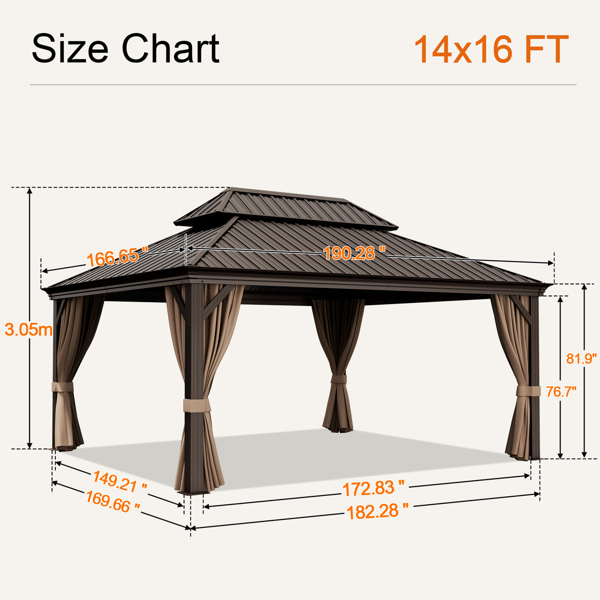 Sunvanta Haven Luxury Hardtop Gazebo with 4.7” × 4.7” Reinforced Aluminum Posts, Integrated Drainage System, Curtains & Netting for Patio & Backyard Use