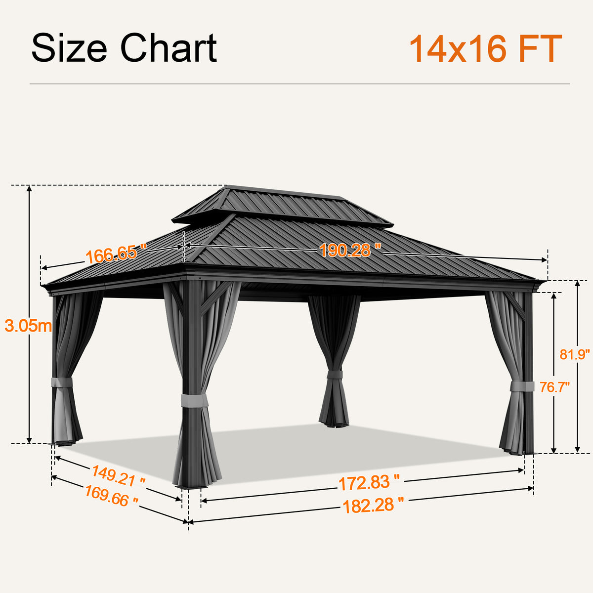 Sunvanta Haven Luxury Hardtop Gazebo with 4.7” × 4.7” Reinforced Aluminum Posts, Integrated Drainage System, Curtains & Netting for Patio & Backyard Use