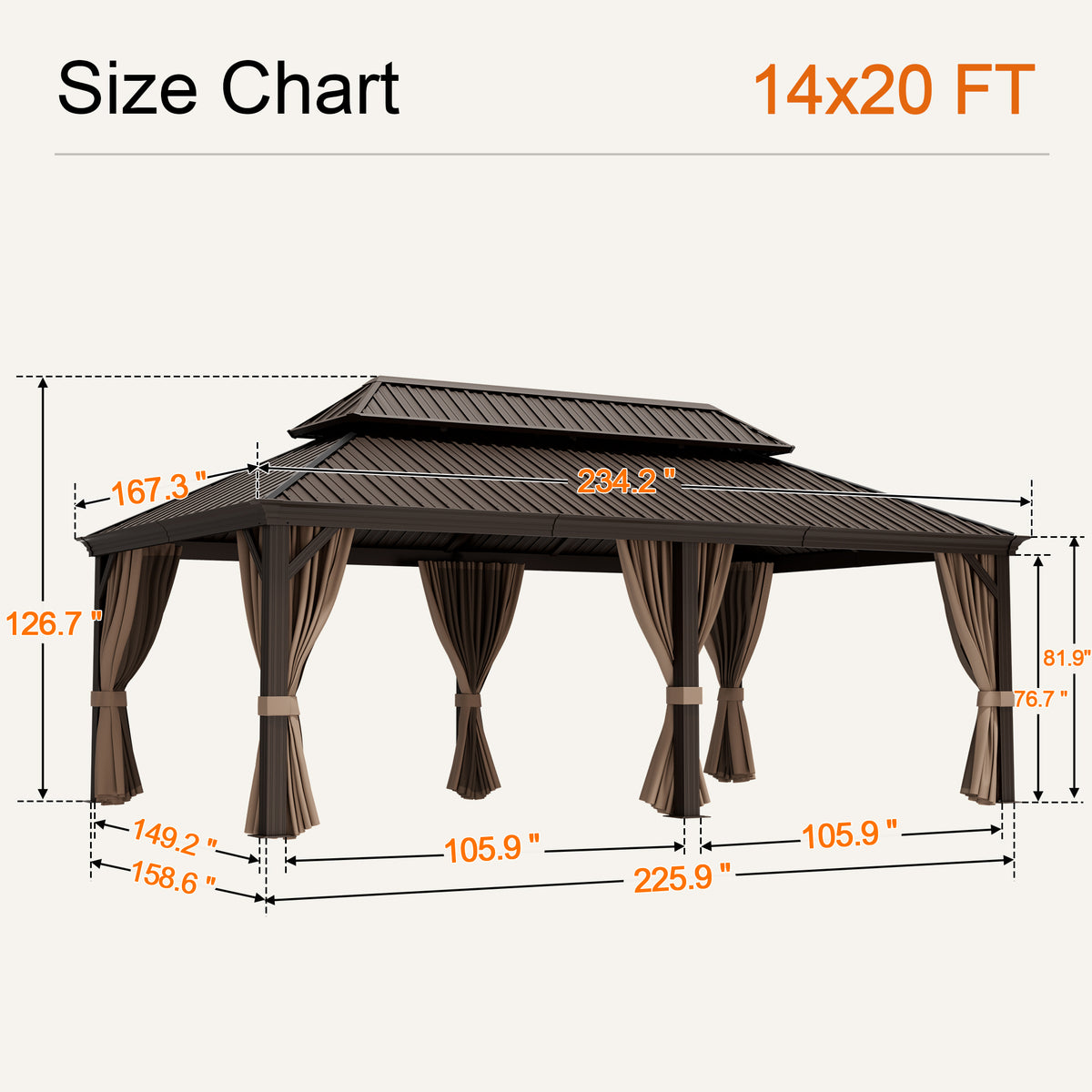 Sunvanta Haven Luxury Hardtop Gazebo with 4.7” × 4.7” Reinforced Aluminum Posts, Integrated Drainage System, Curtains & Netting for Patio & Backyard Use